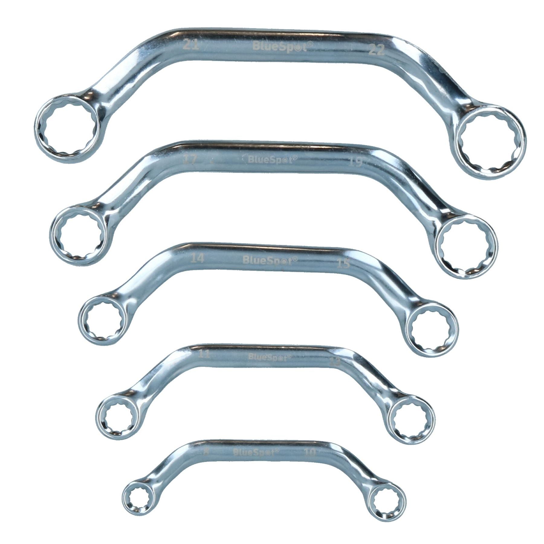 Metric MM Half Moon Ring C Obstruction Spanner Wrench 5pc 10 Sizes 8 – 22mm