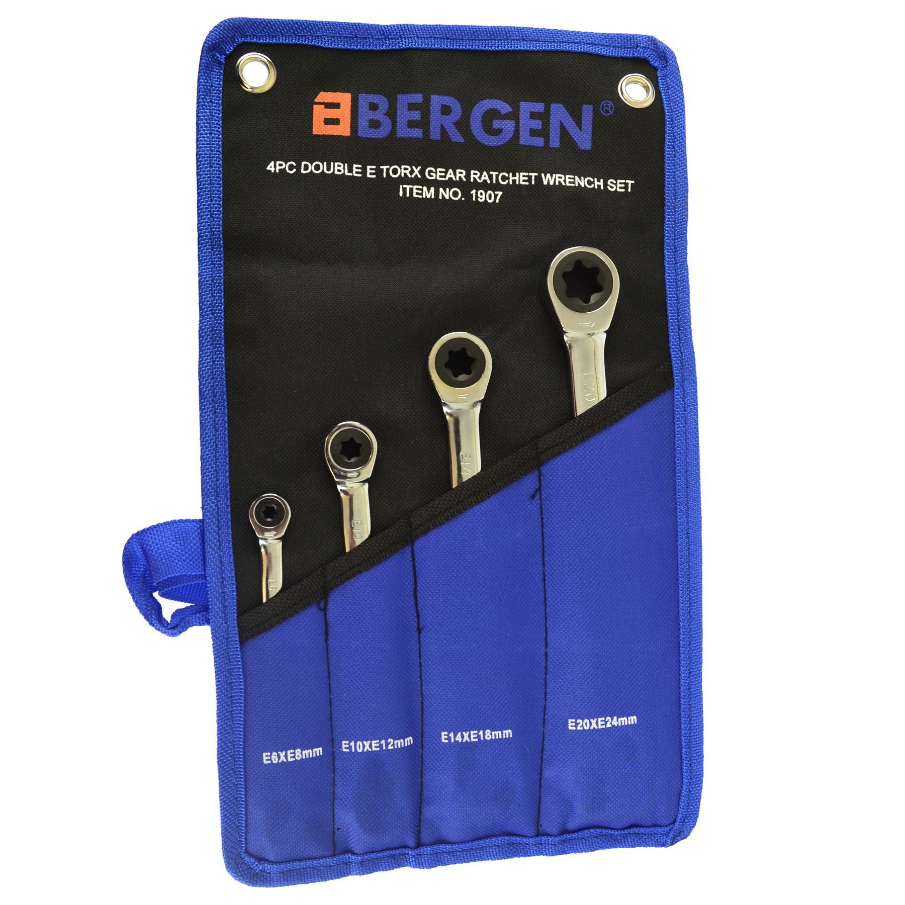 Torx / E Ratschenschlüsselsatz doppelseitig E6 - E24 4-teilig BERGEN AT482