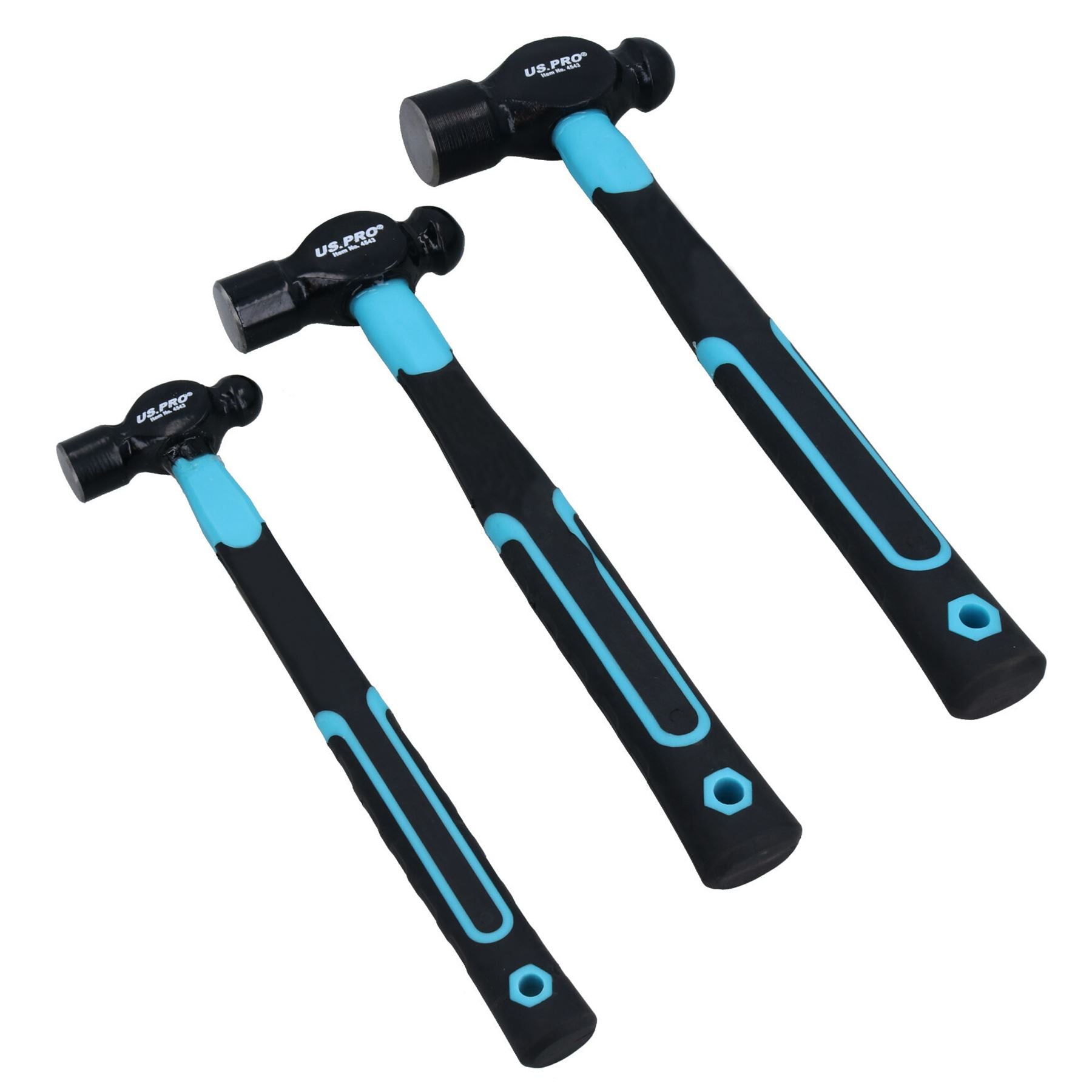 Lot de 3 marteaux à panne ronde avec poignées en fibre de verre et poignée TPR 8 oz, 16 oz, 32 oz