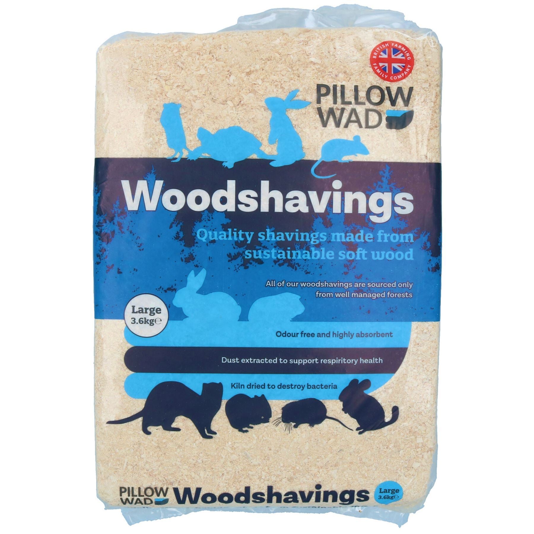 2er-Pack hochwertige, staubextrahierte, ofengetrocknete Einstreu aus Holzspänen für Kleintiere, 3,6 kg