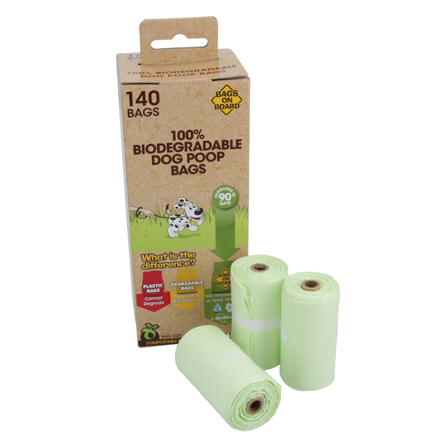 Rouleaux de crottes de chien 100 % biodégradables à base d'amidon de maïs 140 sacs Accessoire de promenade pour chien