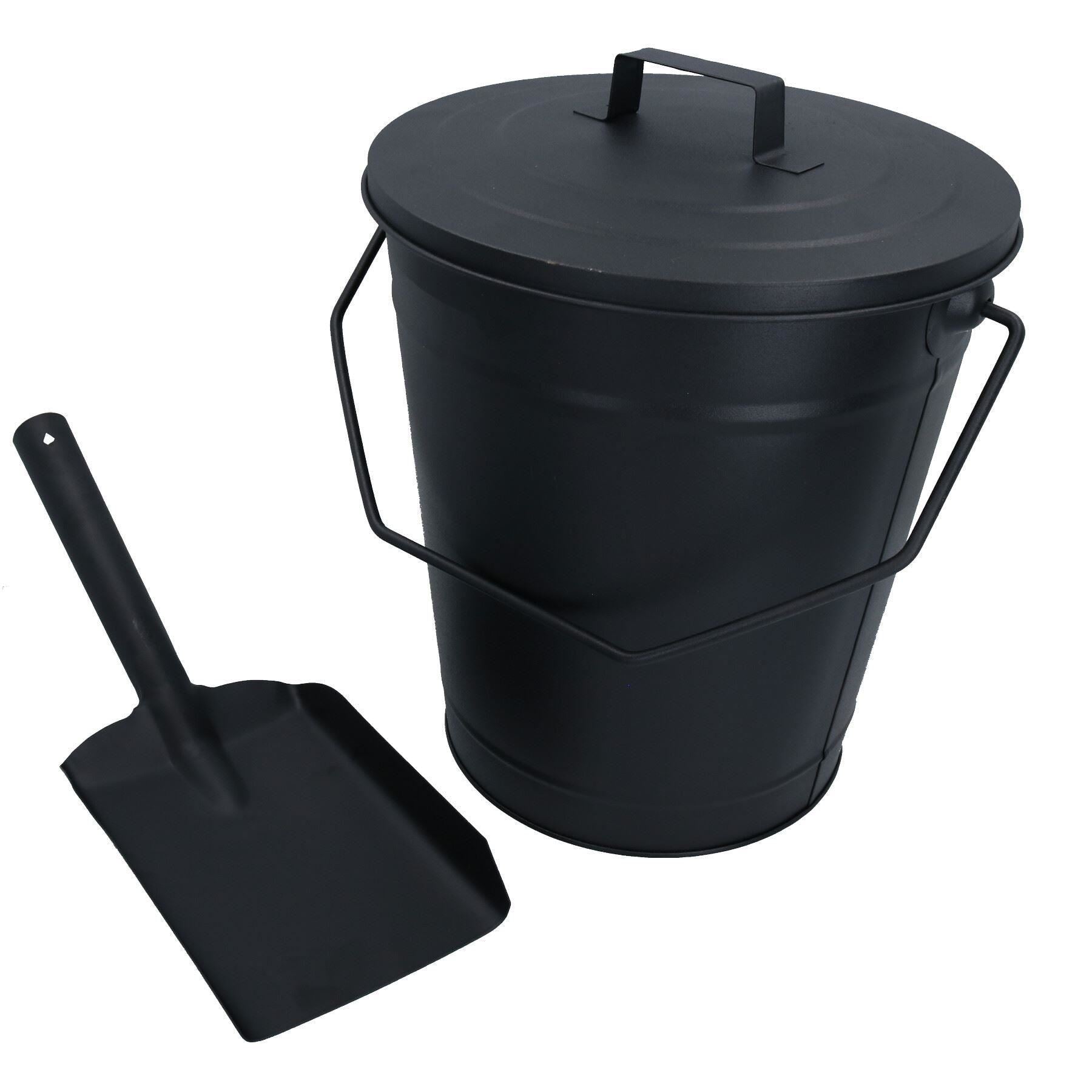 Coal Bucket With Lid, 5" Shovel & Gloves Metal Ash Tidy Bin Coal Fire Log Burner