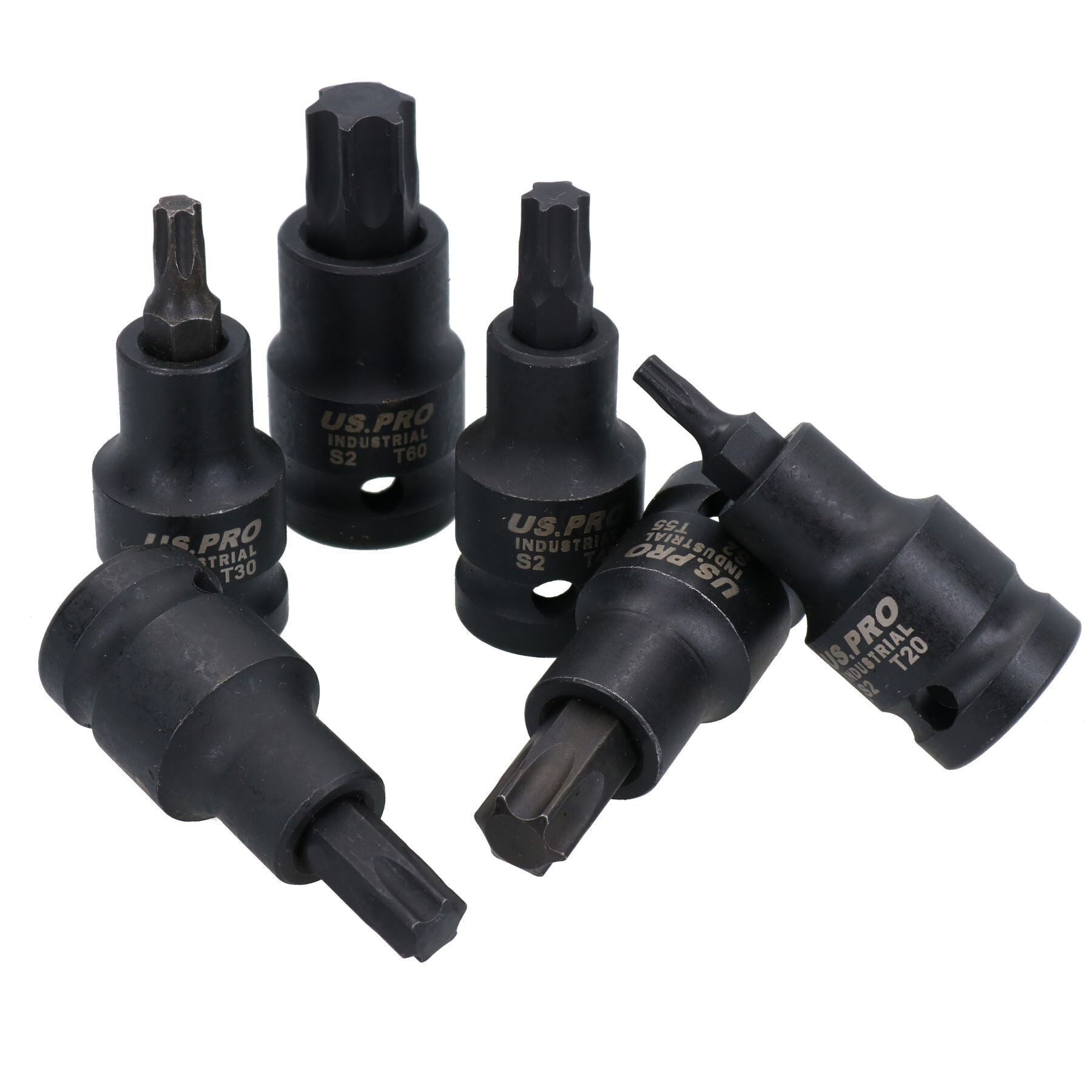 1/2"-Antrieb, metrisch, Sechskant + Torx-Stern-Schlagbits, Stecknüsse 4 mm – 19 mm + T20 – T70
