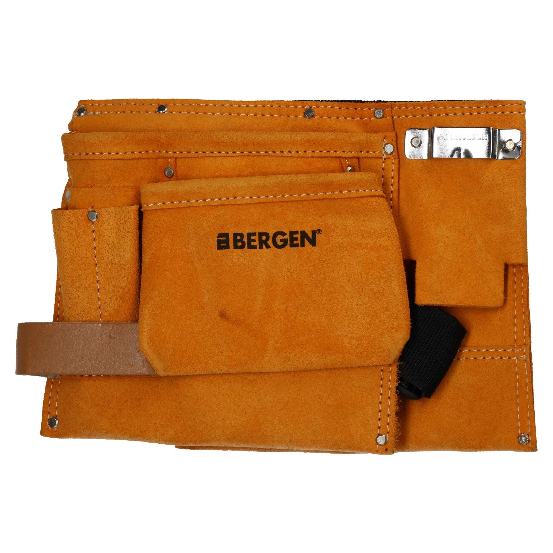 Pochette à outils double en cuir avec 11 poches et ceinture de bricoleur en cuir suédé fendu