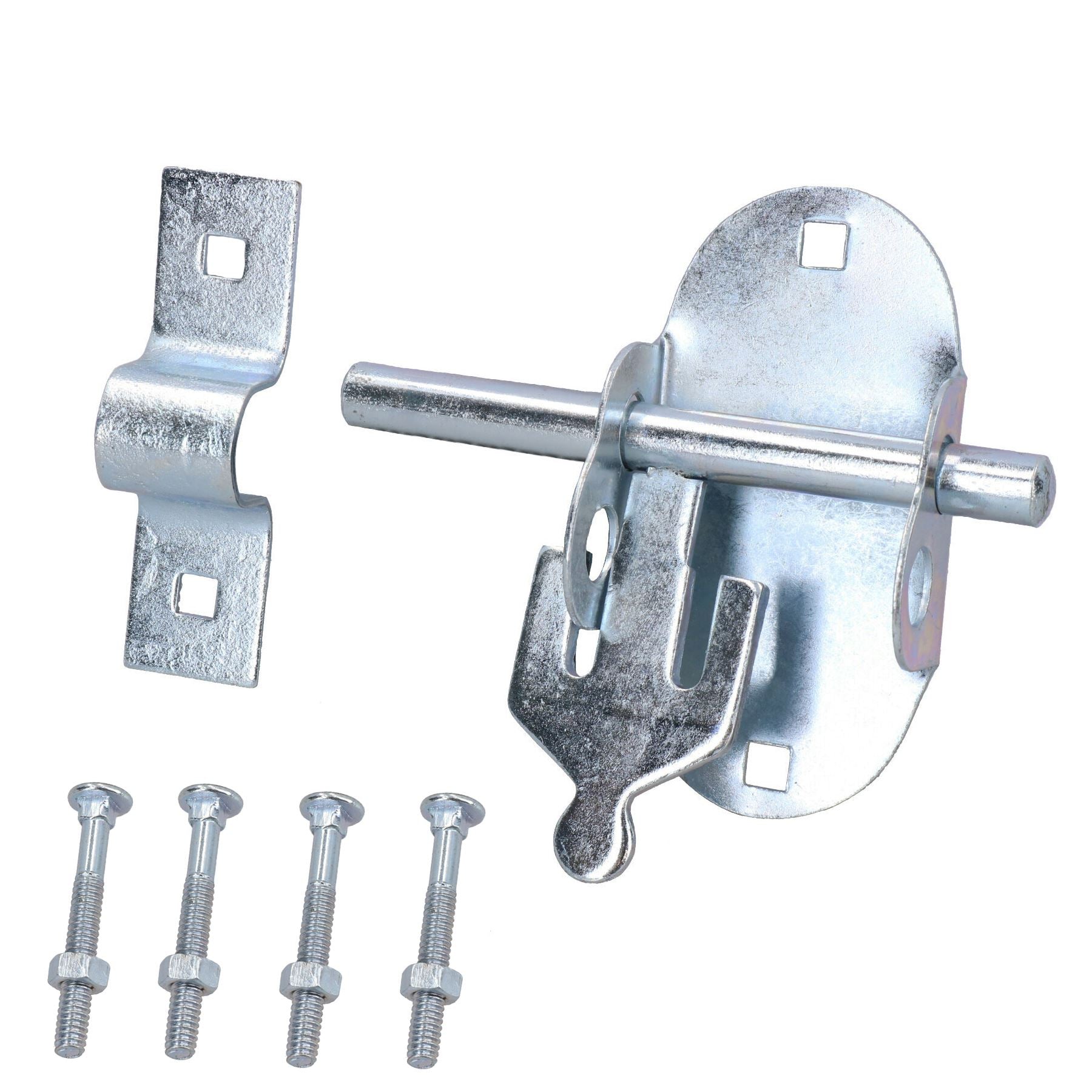4.5” (115mm) Oval Pad Bolt Sliding Lock Gate Shed Door Padbolt with Fixings