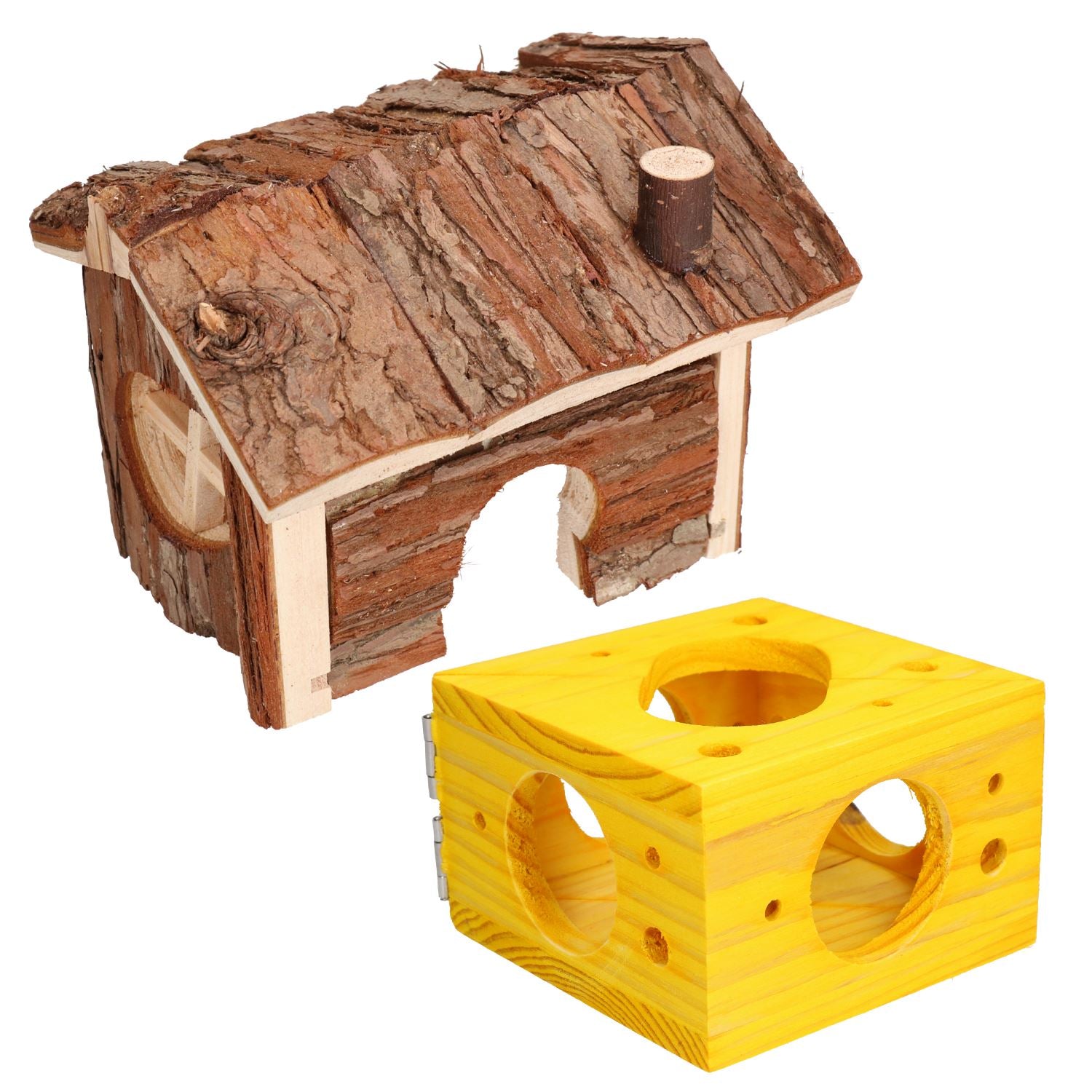 Small Animal Hamster Boredom Breaker Forest Cabin & Sleep 'N' Play Cheese Block