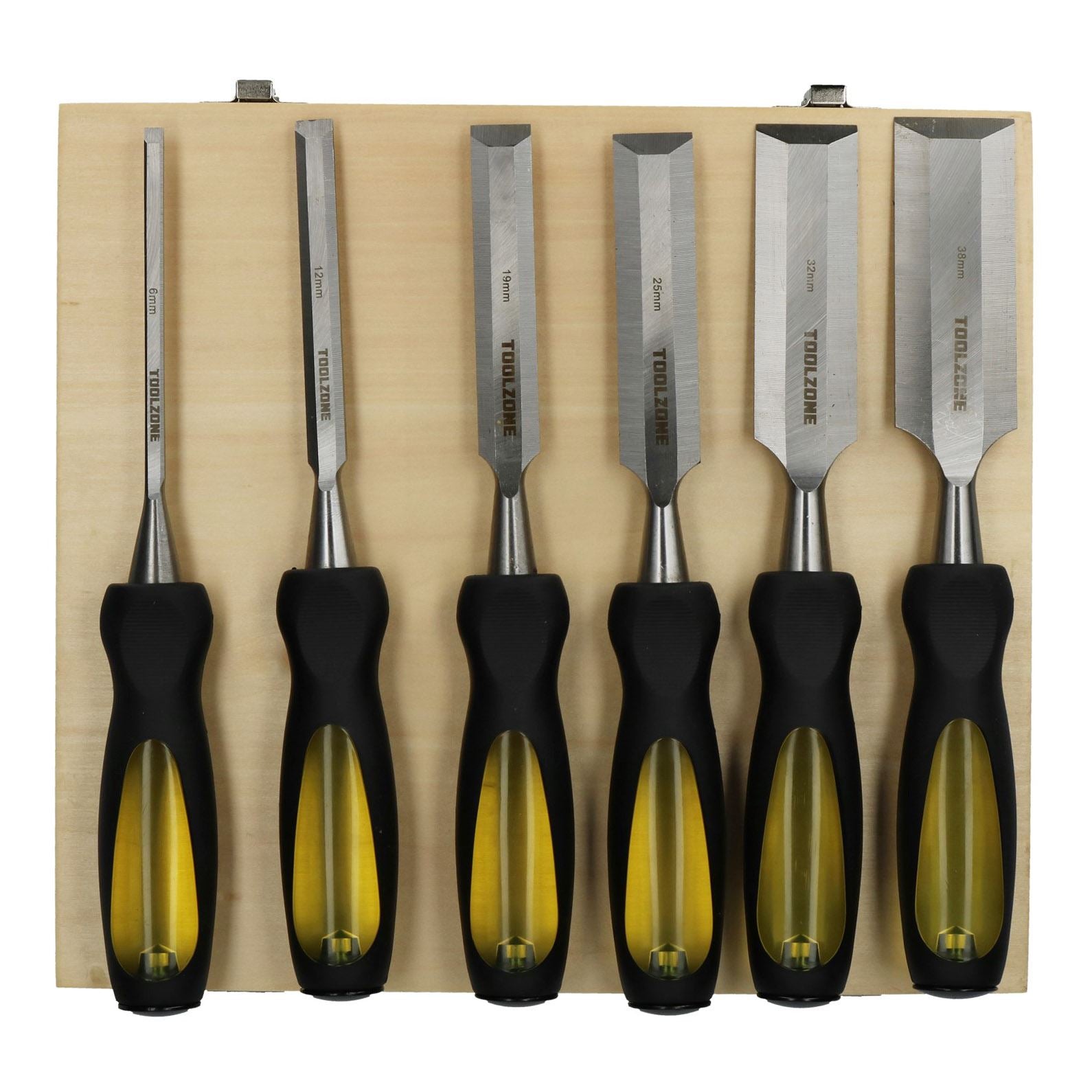 Lot de 6 ciseaux à bois pour sculpture, menuiserie, 6 à 38 mm, avec étui à capuchon