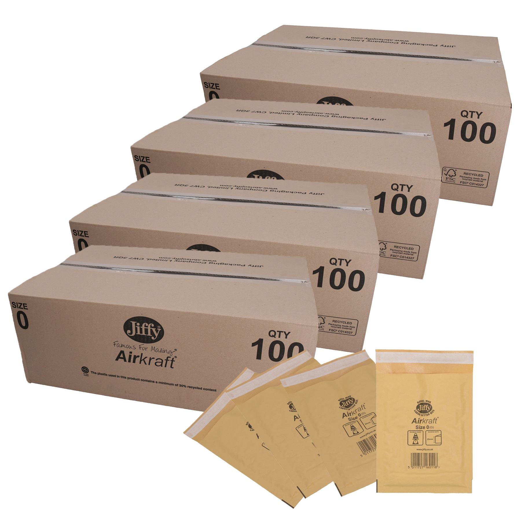 400pk Genuine Gold Jiffy Bag Airkraft Bubble Padded Mail Bag Envelope Size 0