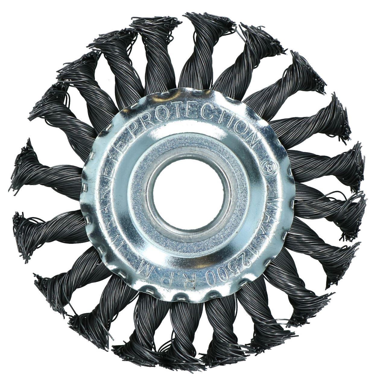 Brosse métallique plate torsadée de 115 mm pour enlever la rouille et la peinture Meuleuses d'angle 4,1/2 Alésage de 22,2 mm
