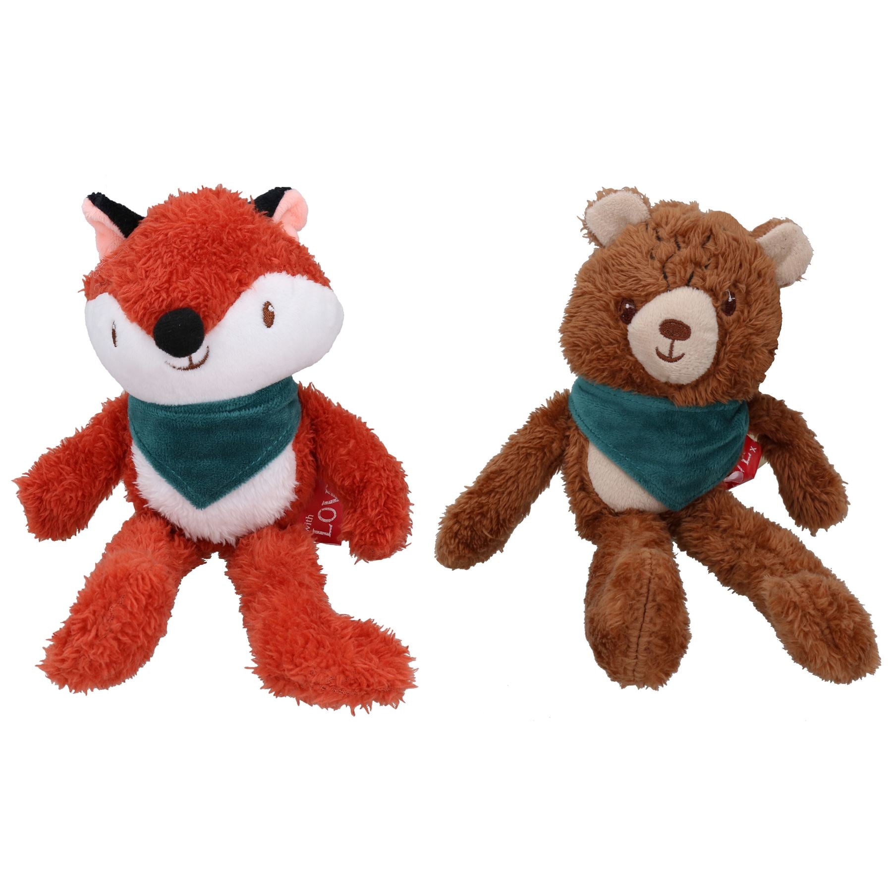 Cadeau de Noël pour chien Bandana Buddy Fox & Bear Bundle Peluche Jouets de jeu Cadeau pour chien