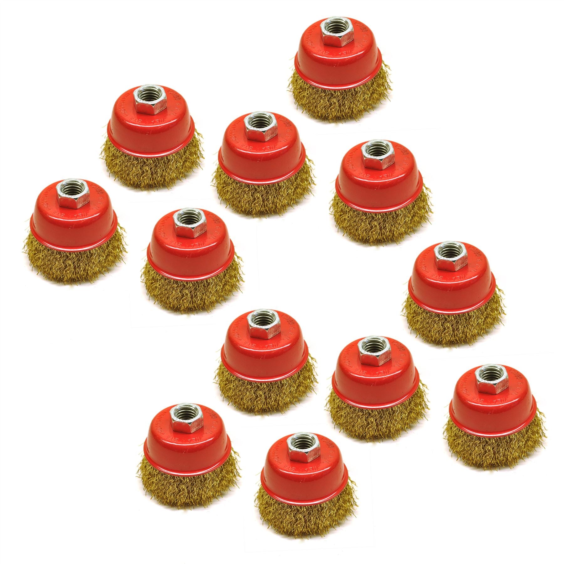 Brosse coupelle métallique / meule pour meuleuse d'angle avec revêtement en laiton serti, filetage M14 de 65 mm
