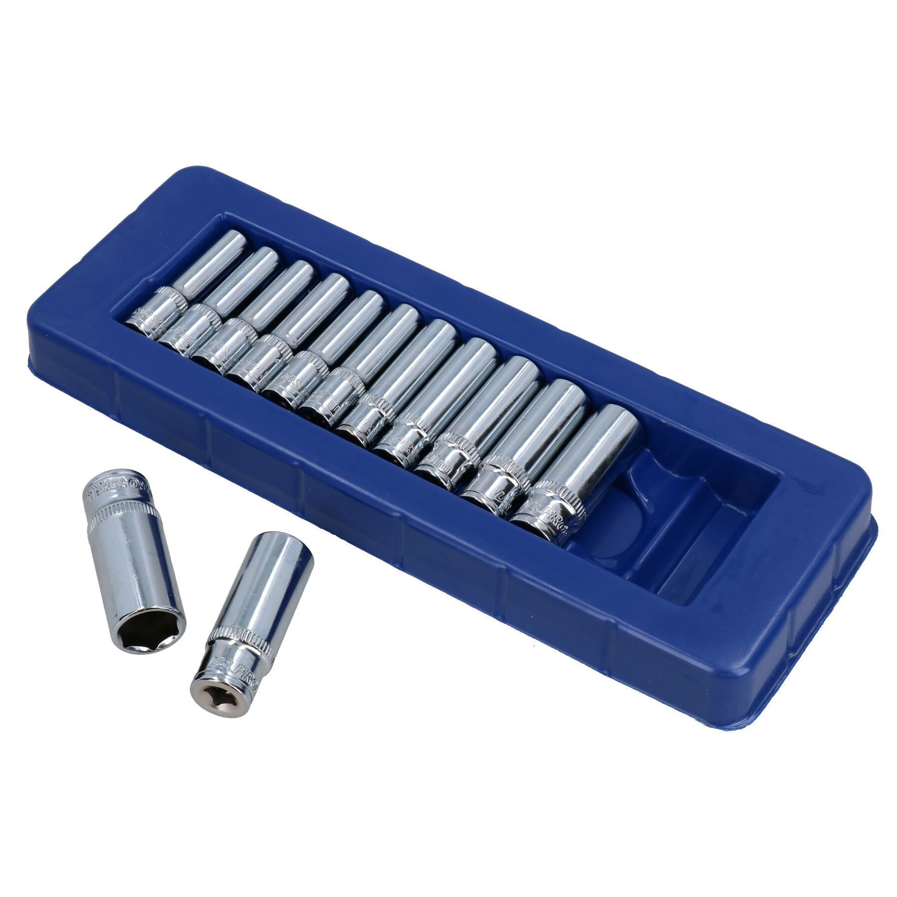 1/4" Antrieb, tiefe metrische und imperiale SAE AF-Steckschlüsseleinsätze, 4 mm – 14 mm, 5/32" – 1/2", 24-tlg.