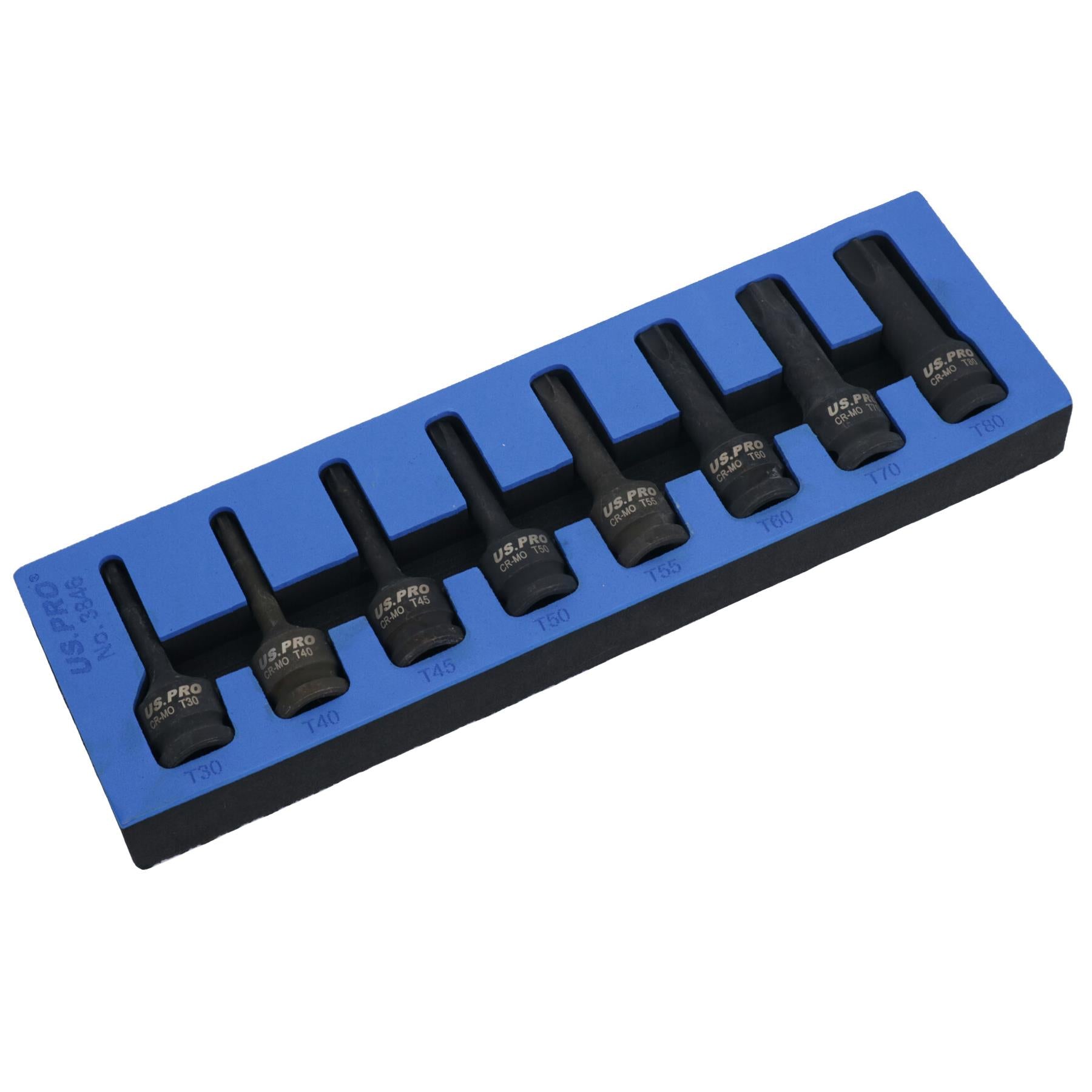 Douilles Torx mâles à impact de 1/2 po, taille profonde T30 - T80, 8 pièces