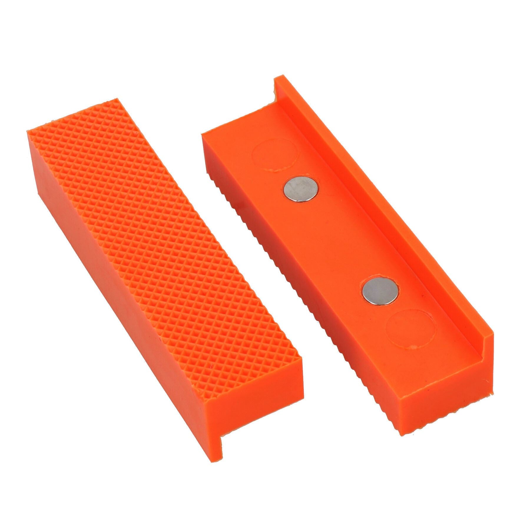 Coussinets de mâchoires magnétiques souples pour étau d'établi non marquants 4” / 100 mm Orange