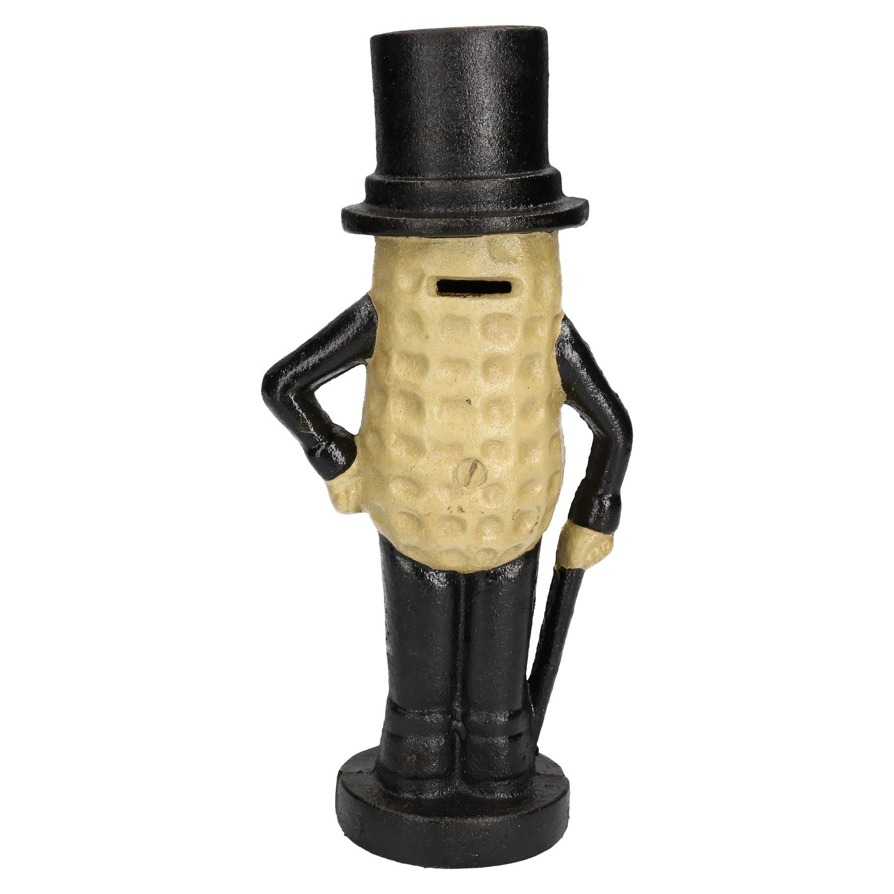 Große Mr. Peanut Spardose Bank Jar Pflanzgefäße Maskottchen Gusseisen Statue Figur