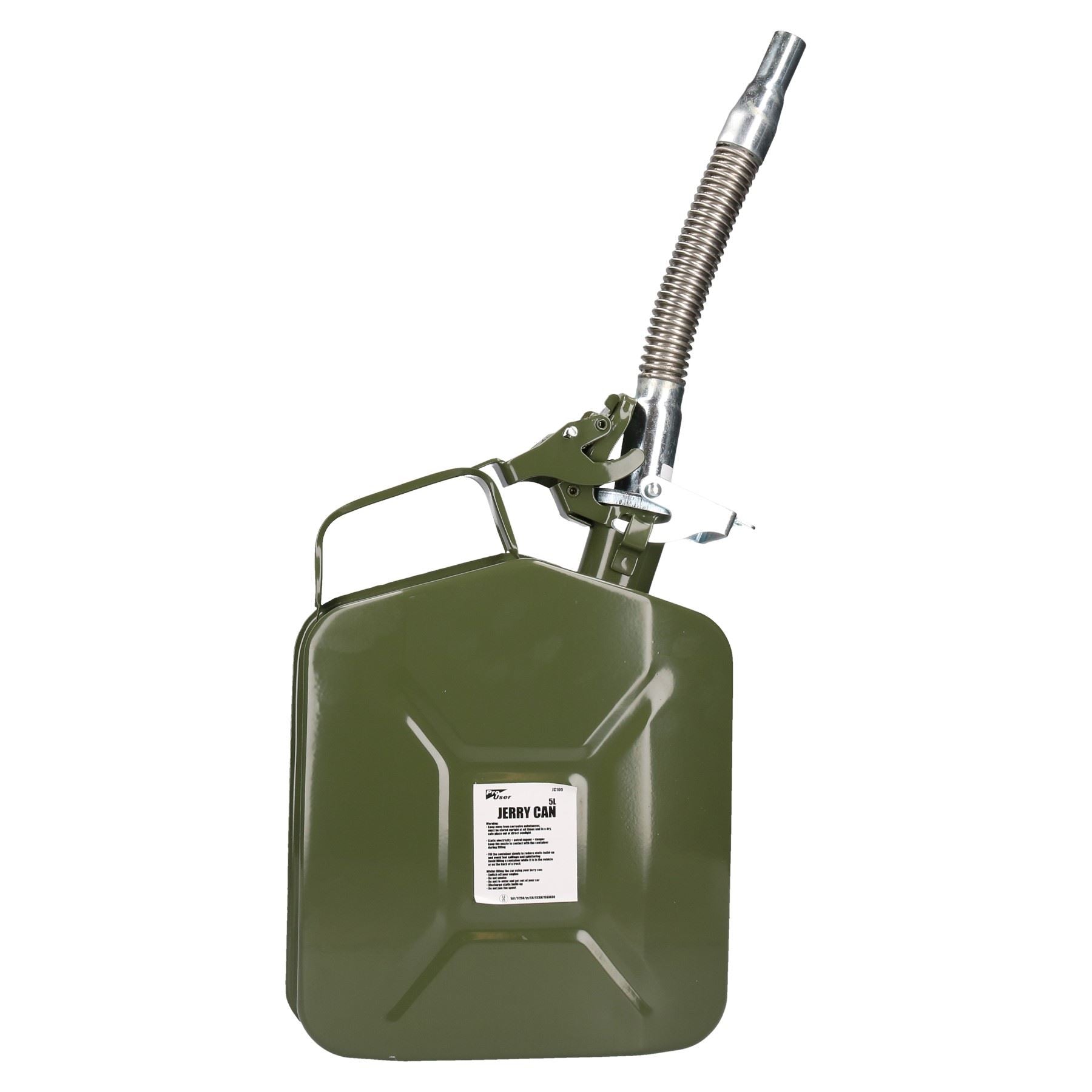 5 Litres Metal Fuel Jerry Can Holder Storage Container And Flexible Spout Pourer
