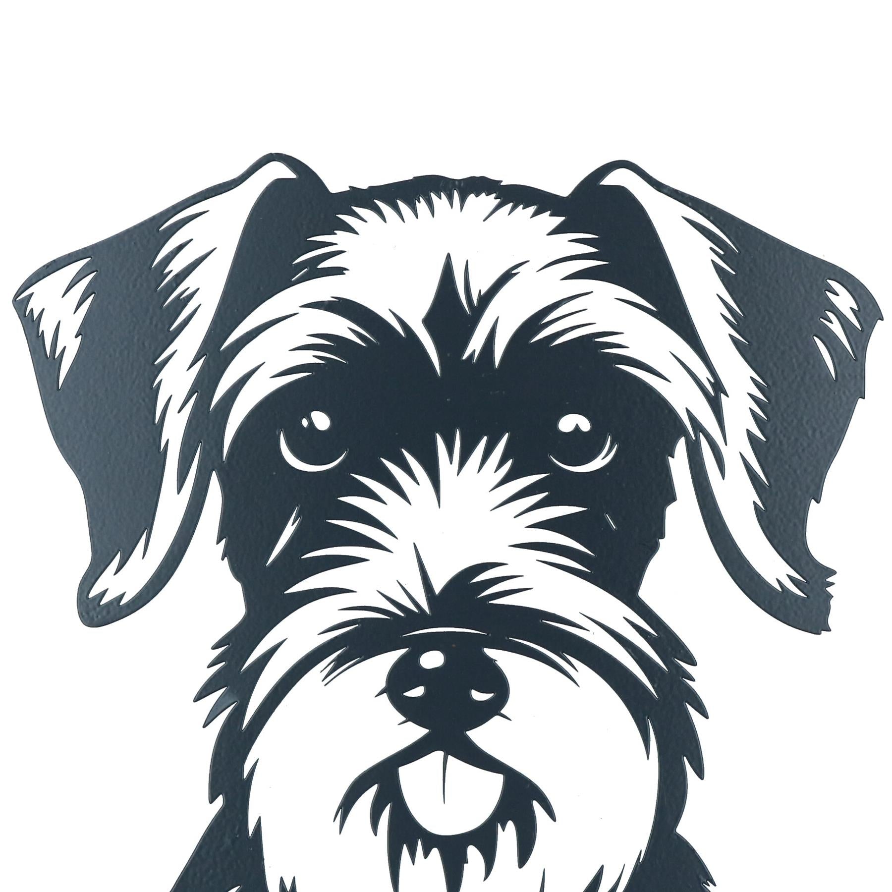 Black Metal Peeking Schnauzer Silhouette with Fixing Plate Garden Ornament Gift