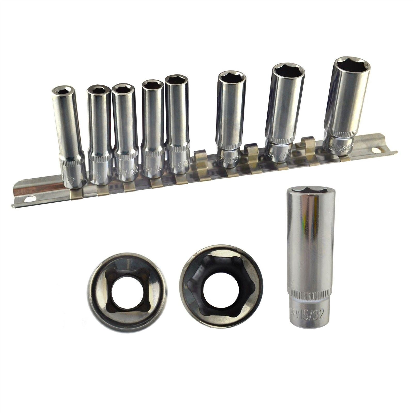 Douilles impériales AF SAE à 6 pans, 1/4" peu profondes et profondes, 5/32" – 1/2", 20 pièces