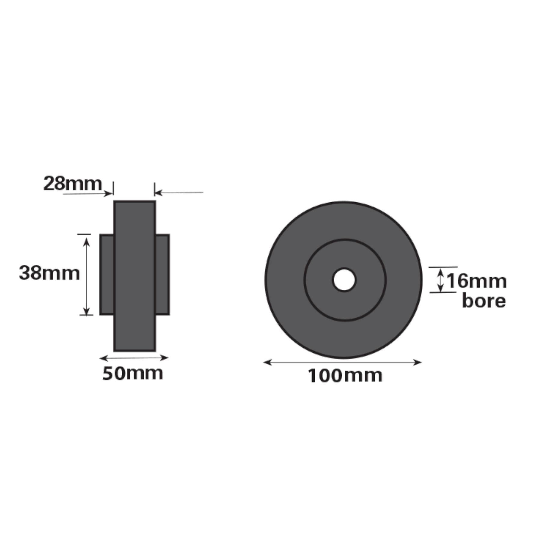 Boat / Jetski / Dinghy Trailer Single Rollers Rubber 16mm Bore
