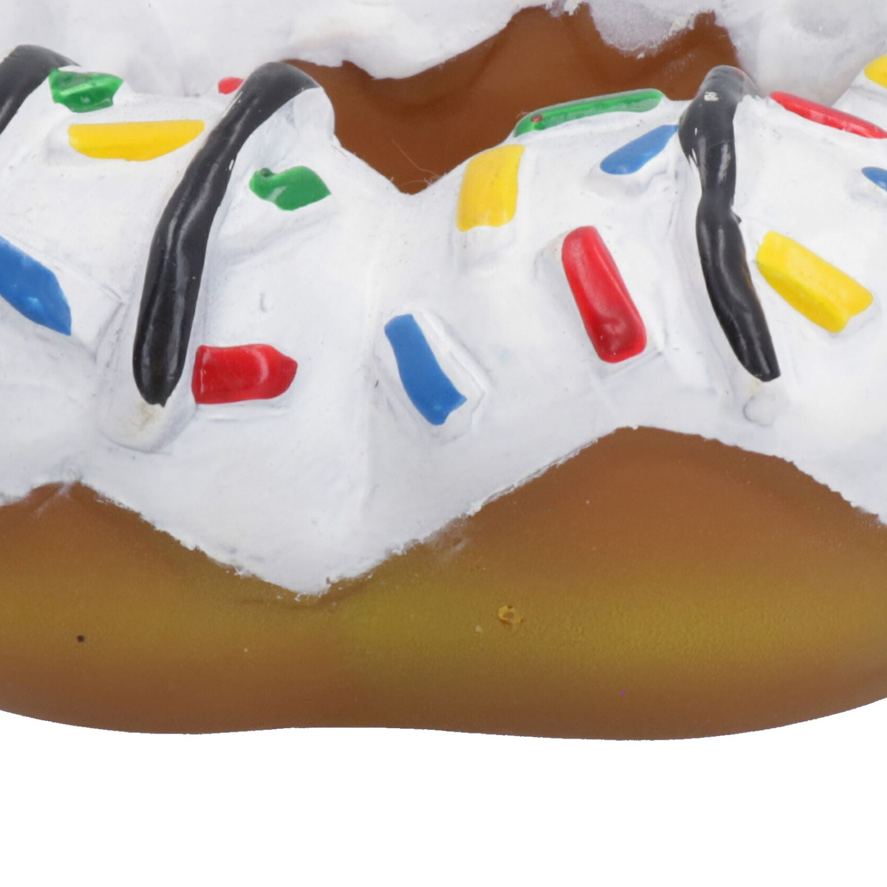 Haustier Hund Vinyl weiß Donut Lebensmittel Hundespielzeug Spielspielzeug mit Squeeze 4x4x14cm