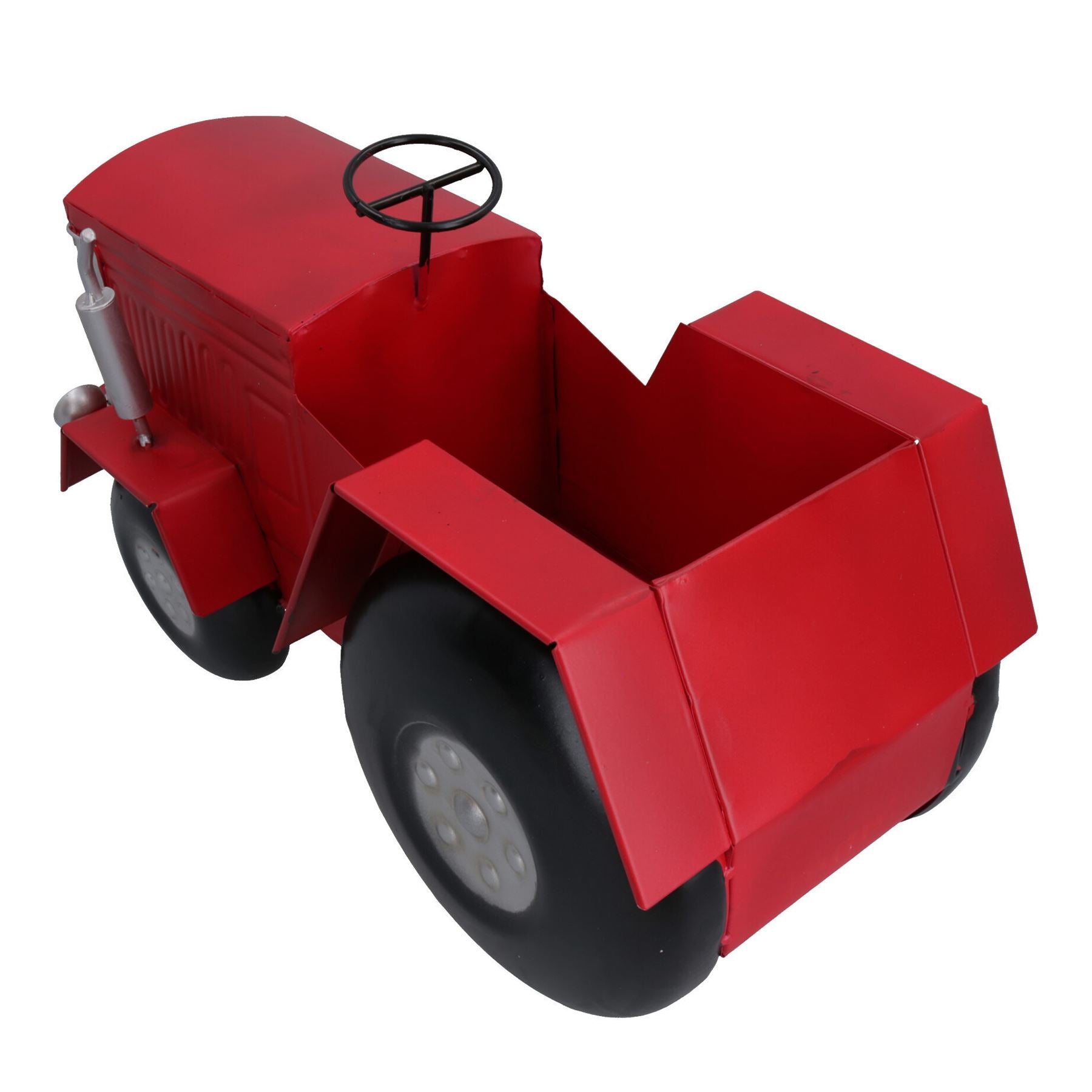 Roter Traktor Übertopf Blumentopf Garten Metall Ornament Bauernhof Haus Kräuter