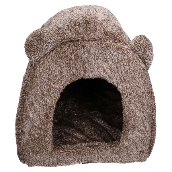 Lit pour chat en forme d'ours en peluche marron Cat Bed Time 38 cm/15"