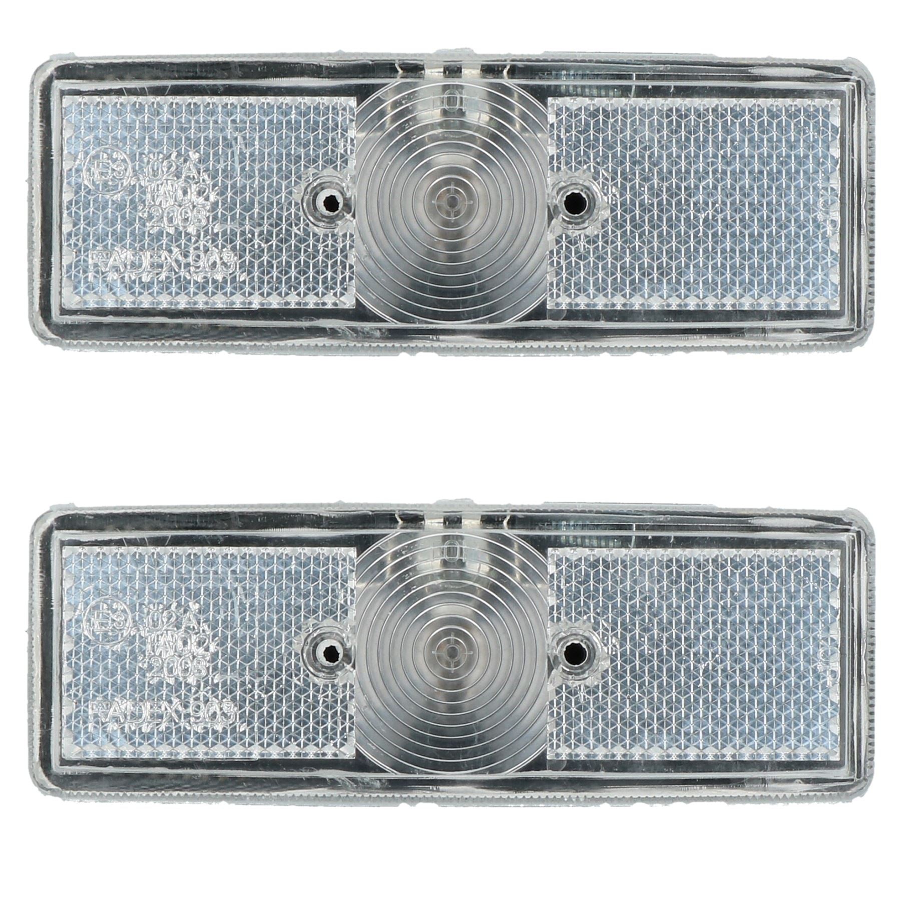Lot de 2 feux de position avant blancs transparents pour remorque, caravane, fourgonnette