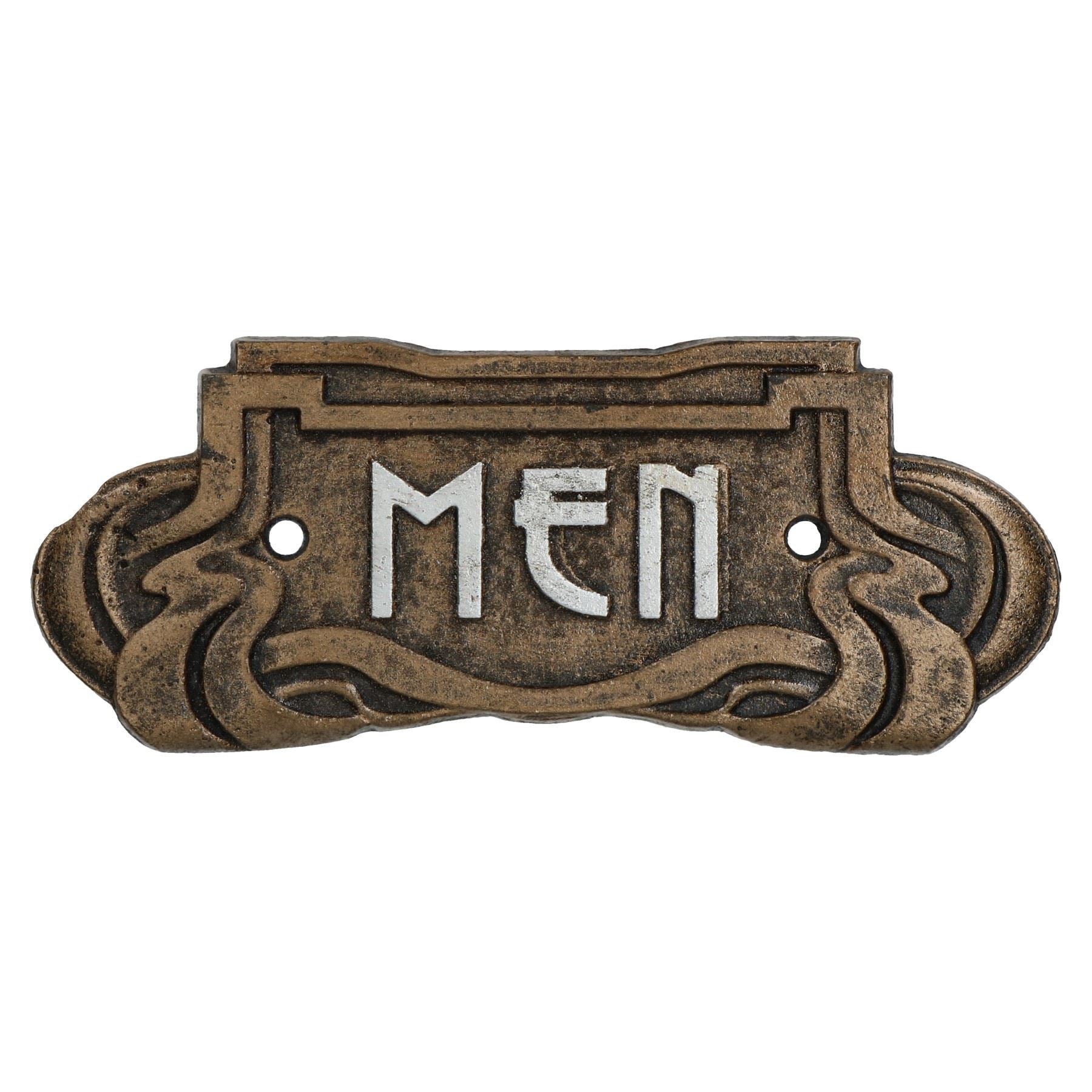Damen & Herren Jugendstil Toilette Gusseisen Schild Plakette Tür Wand Cafe Shop Pub