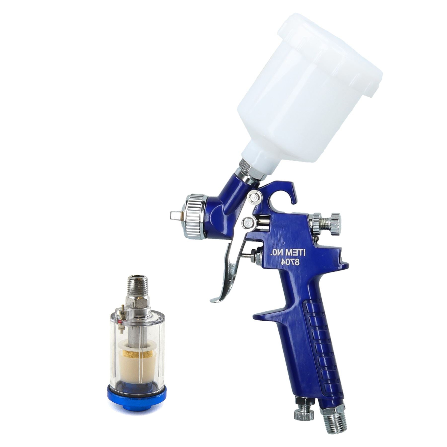 Mini HVLP Gravity Feed Spray Gun 0.8mm Nozzle 1/4" BSP In Line Moisture Trap