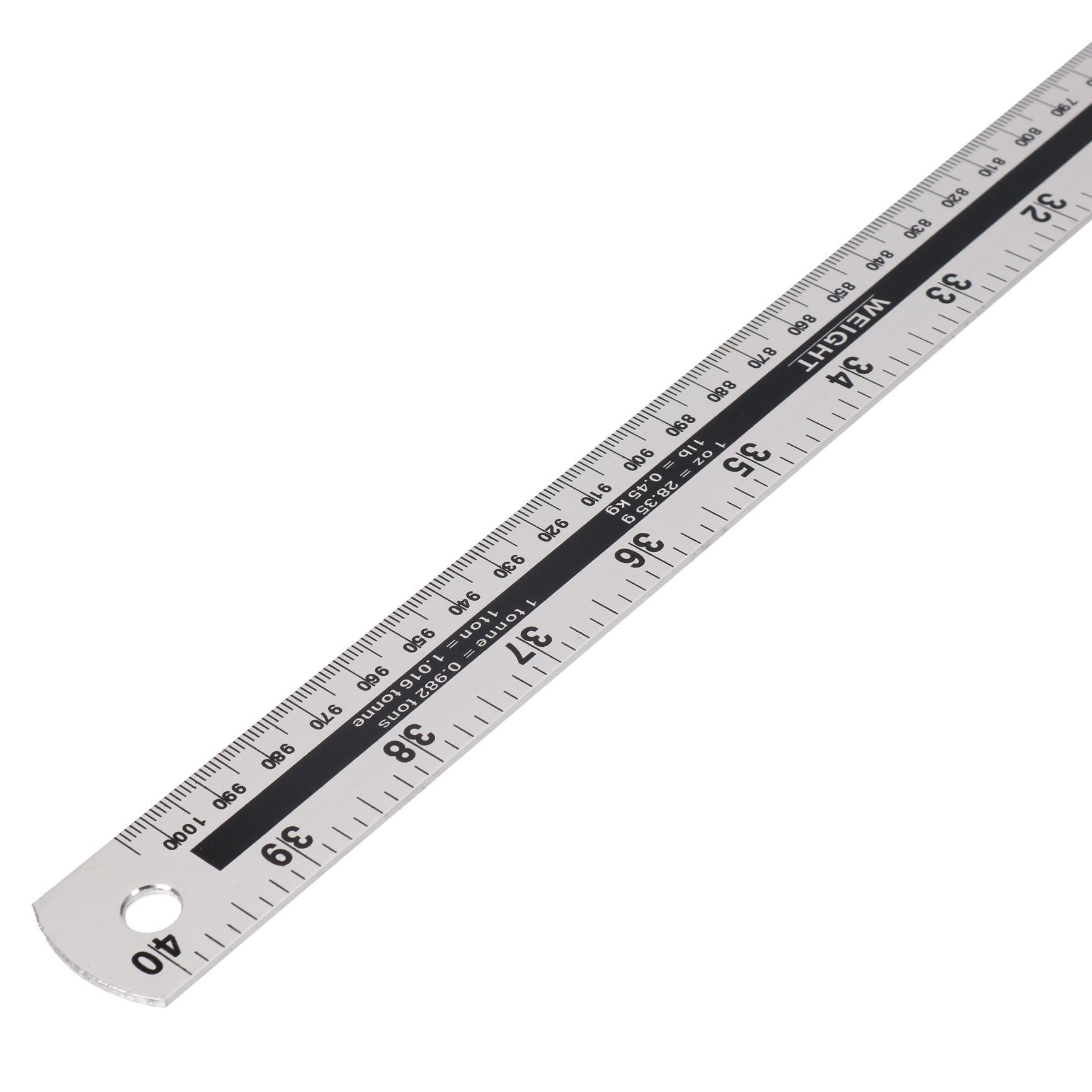 Règle en aluminium de 1 m (40 po) Table de conversion impériale et métrique Règle à bord droit