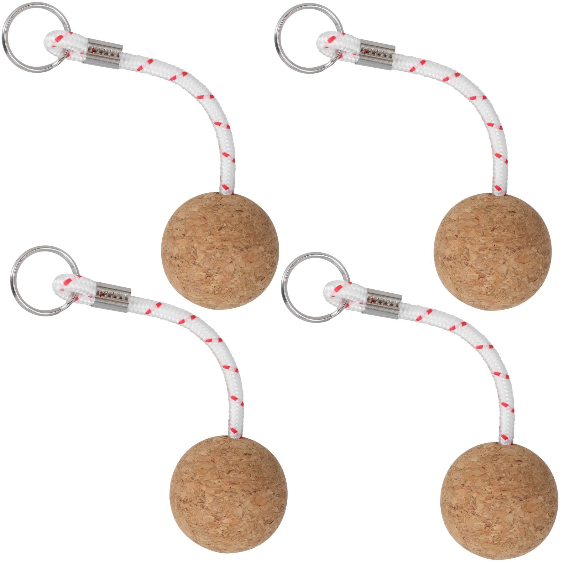 4 Pack 52mm Floating Cork Ball Keyring Key Float Boat Fishing Sailing Buoyant Keys Ring