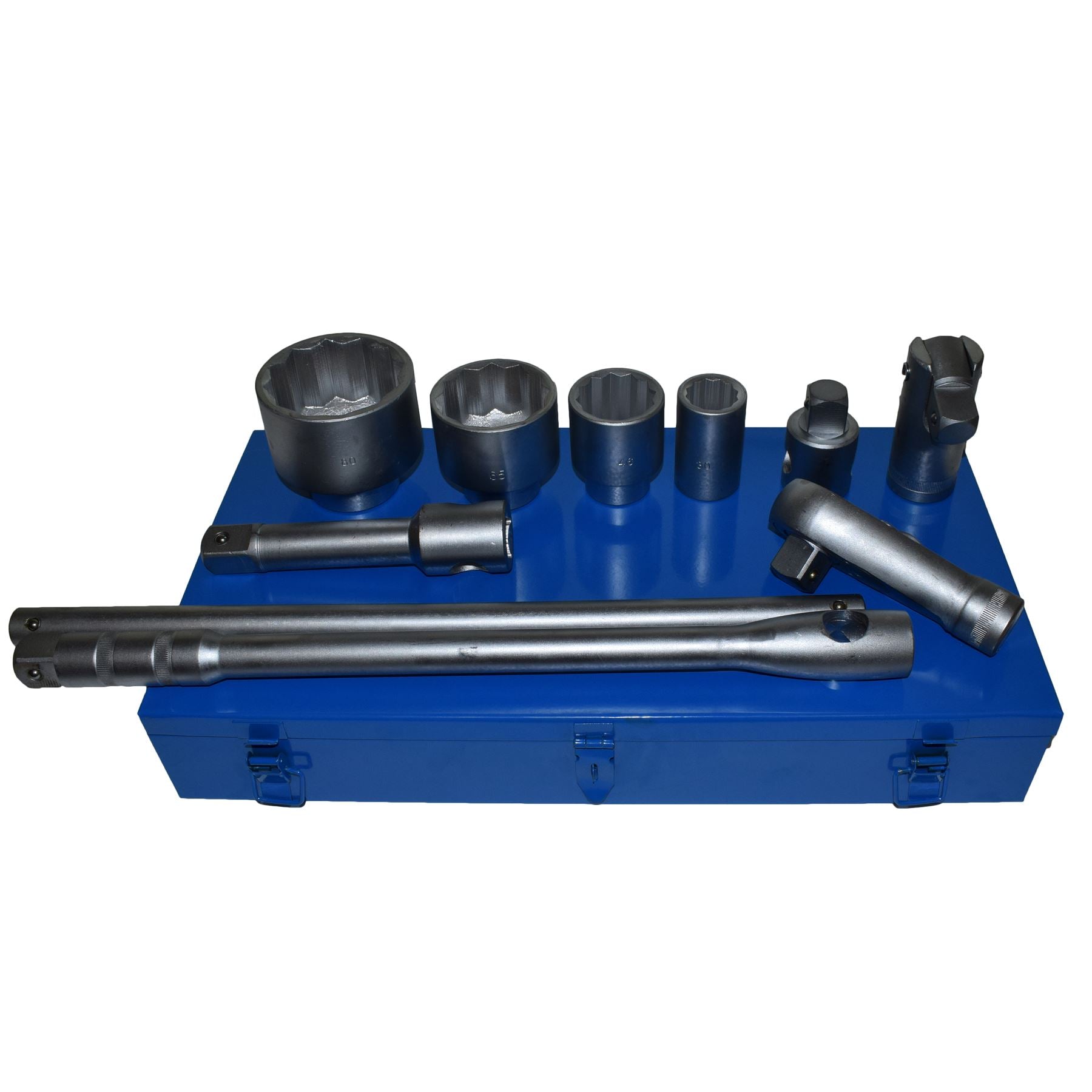 21-teiliger 1-Zoll-Antrieb, metrischer Steckschlüssel- und Zubehörsatz, 30–80 mm, 12-seitige Steckschlüssel