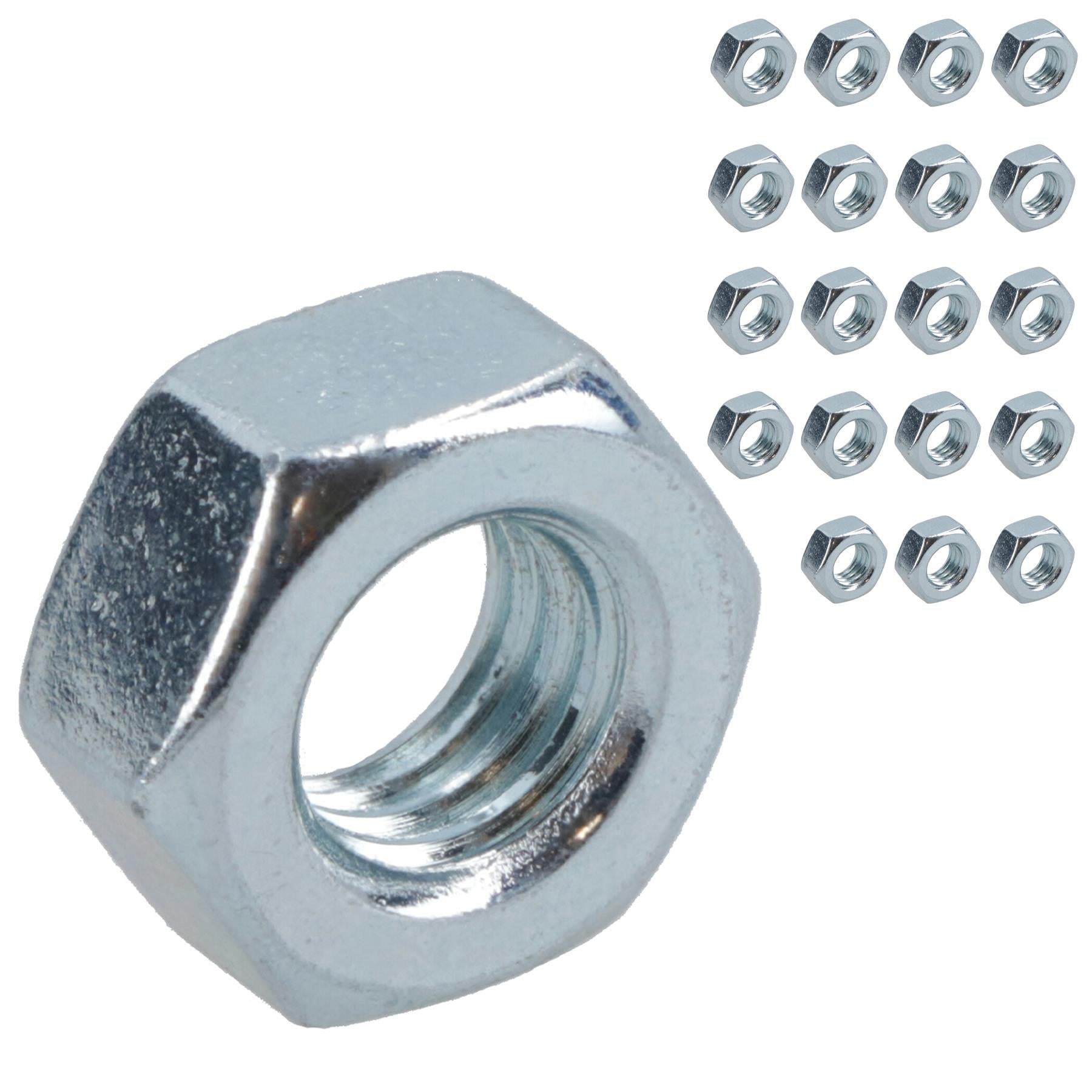 M8 x 1.25mm Hex Full Nut Fastener Hexagonal Metric Nuts Grade 8 Zinc Plated