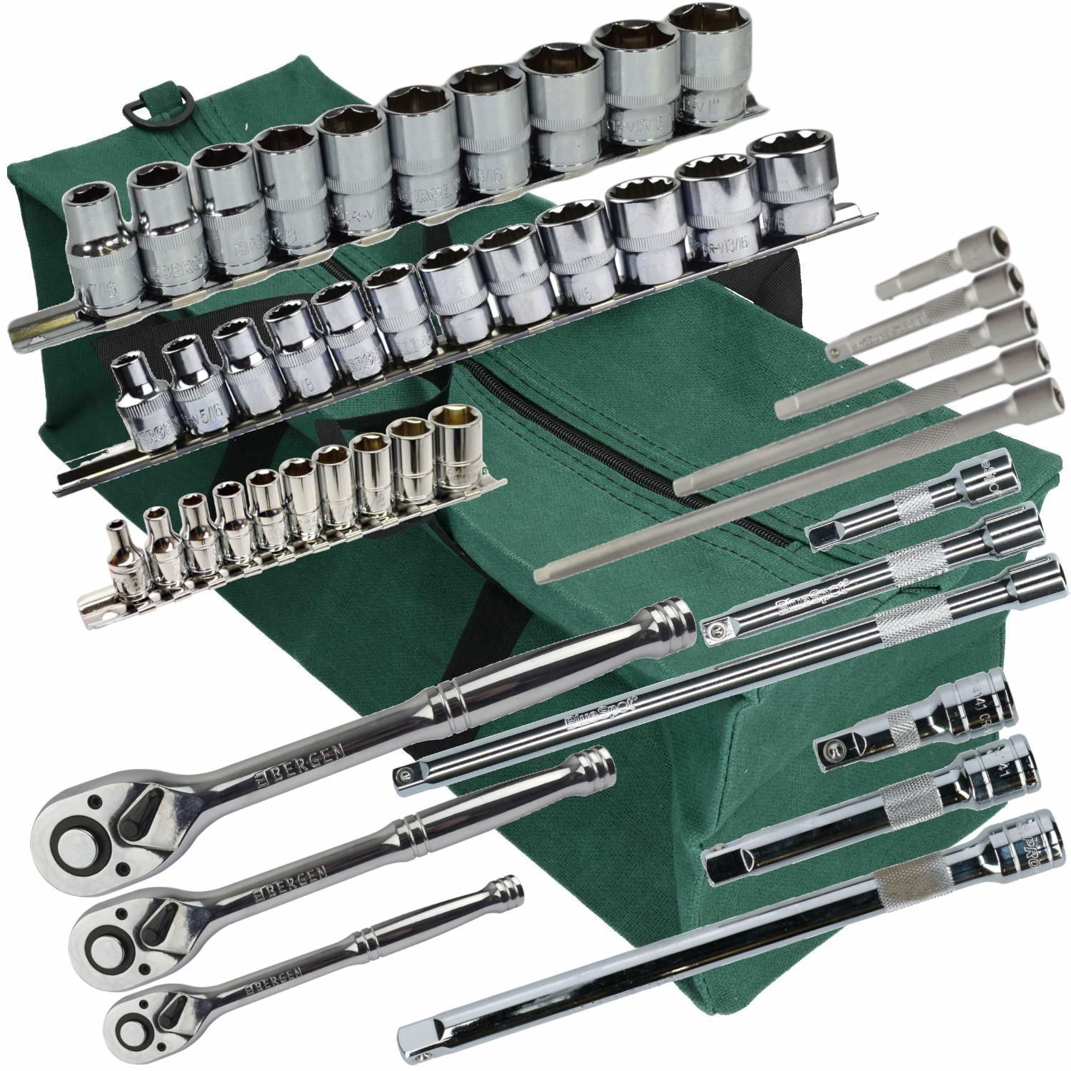Imperial AF Steckschlüsselsatz SAE Zoll Steckschlüssel Verlängerungen Ratschen 1/4"dr 3/8"dr 1/2"dr Werkzeugtasche