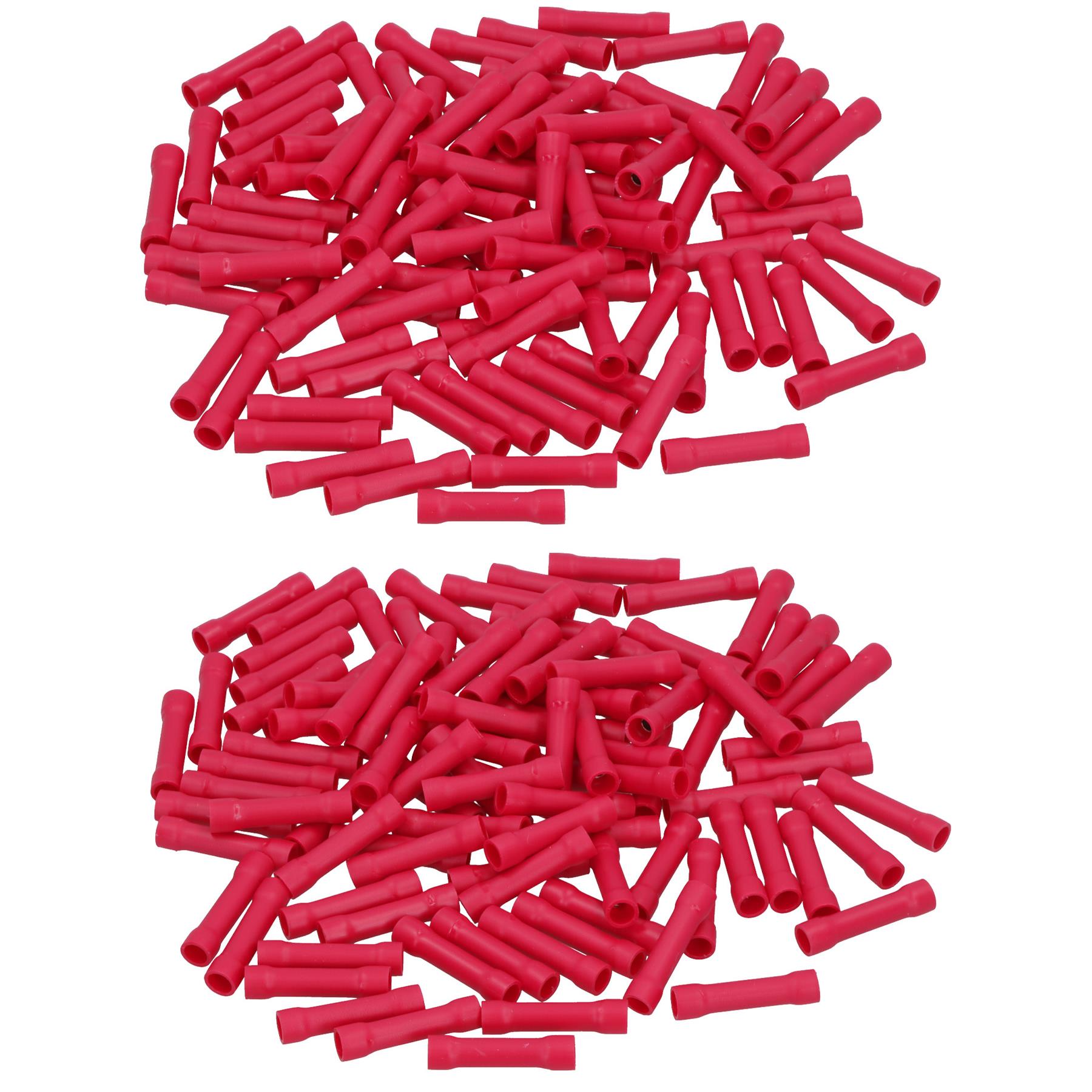 Insulated Straight Butt Connectors Electrical Crimps on Terminals Wire Cable Red