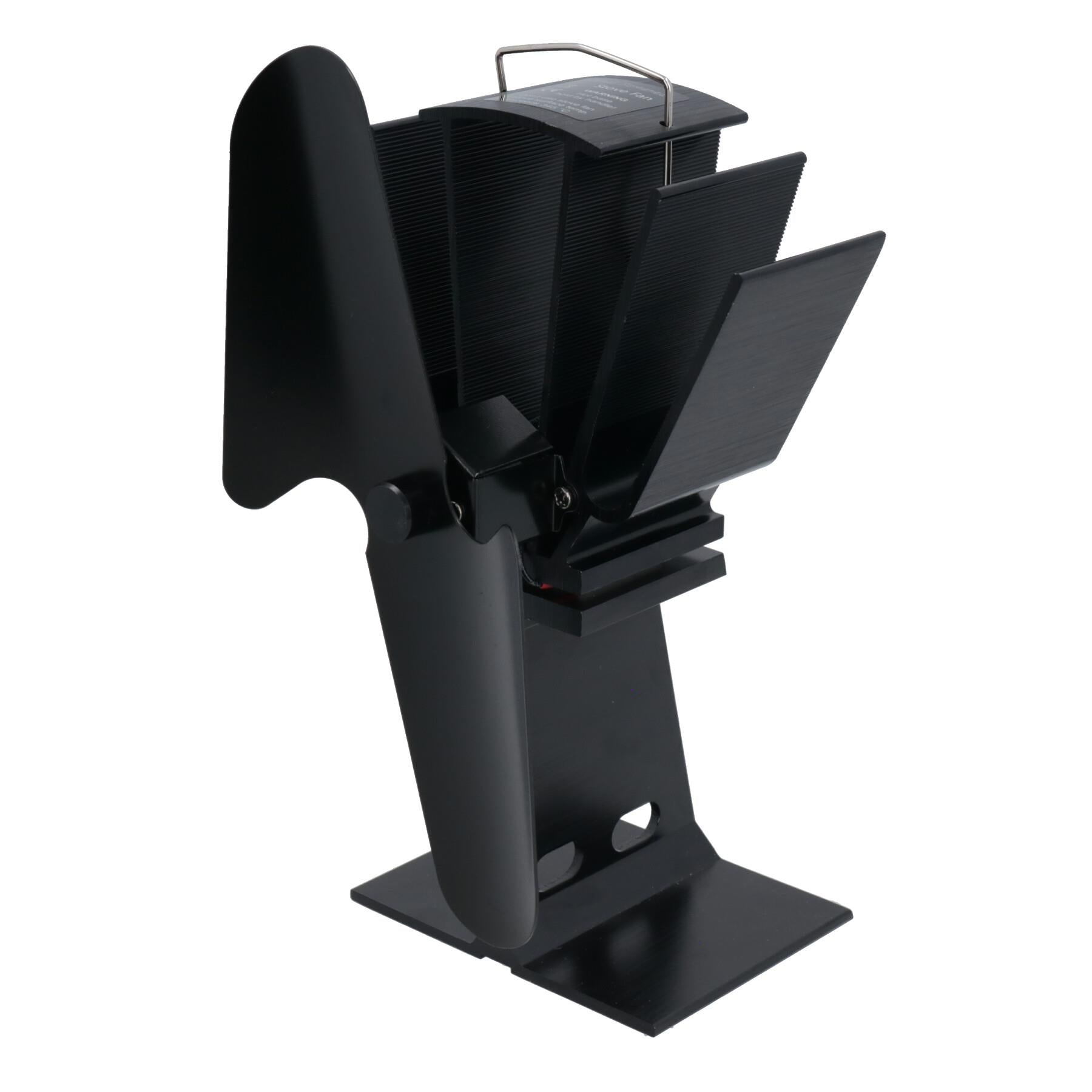Ofenventilator mit 2 Flügeln, schwarz, wärmebetrieben, für Holz-/Holzöfen oder Kamine