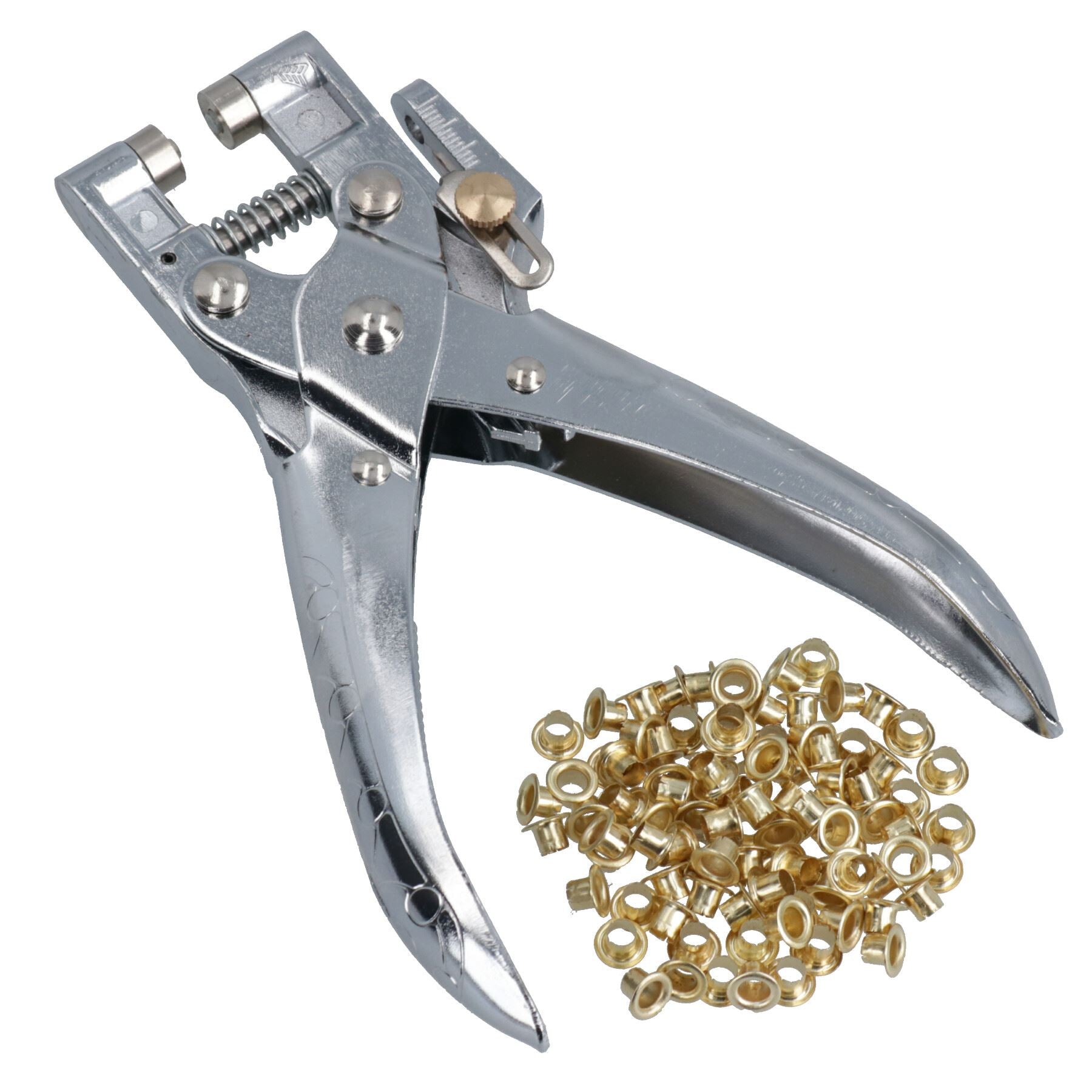 Heavy duty eyelet plier and 100 eyelets for tarpaulins / sheets / covers TE446