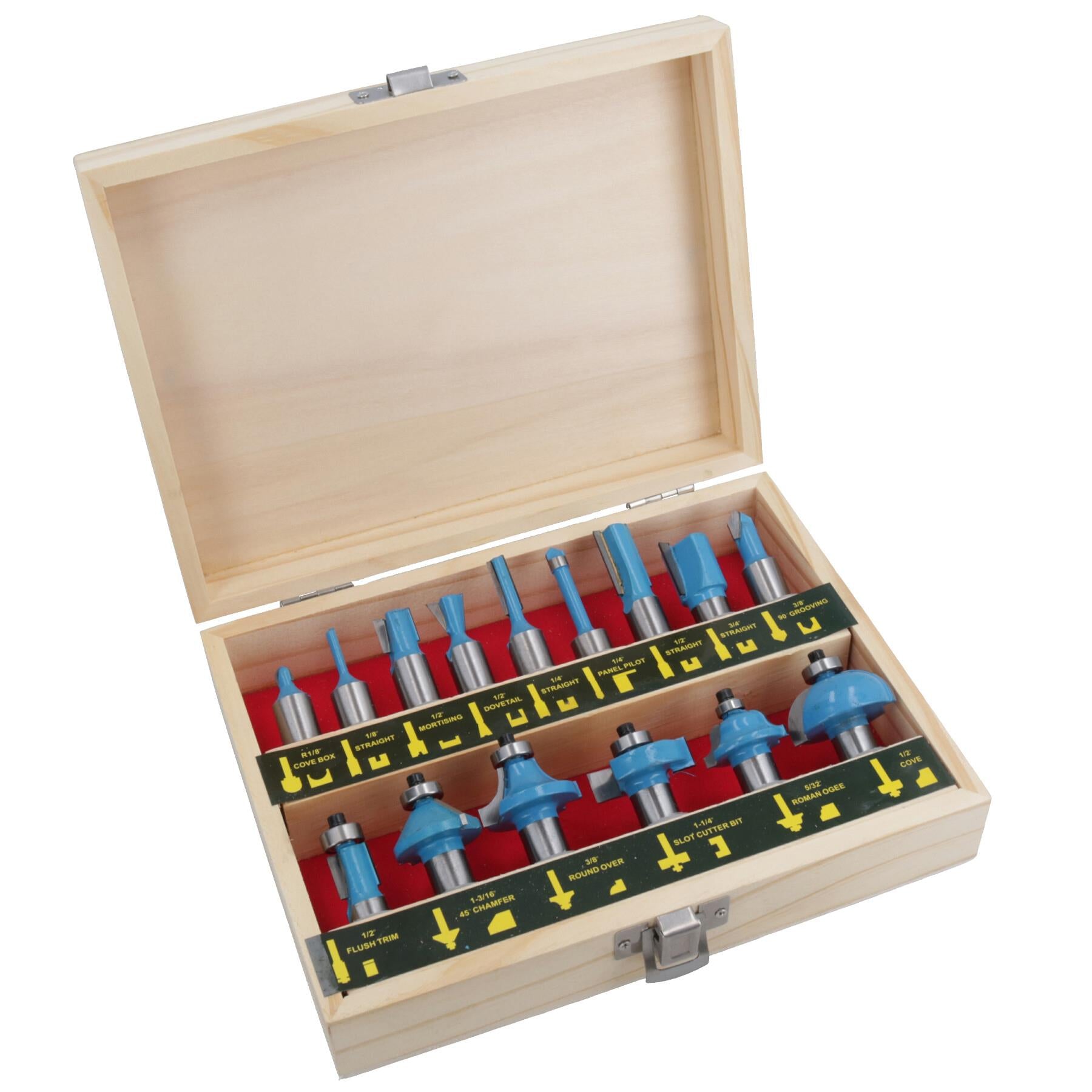 Jeu de 15 fraises à défoncer/fraiser à queue 1/2" TCT (pointe en carbure de tungstène) TE535