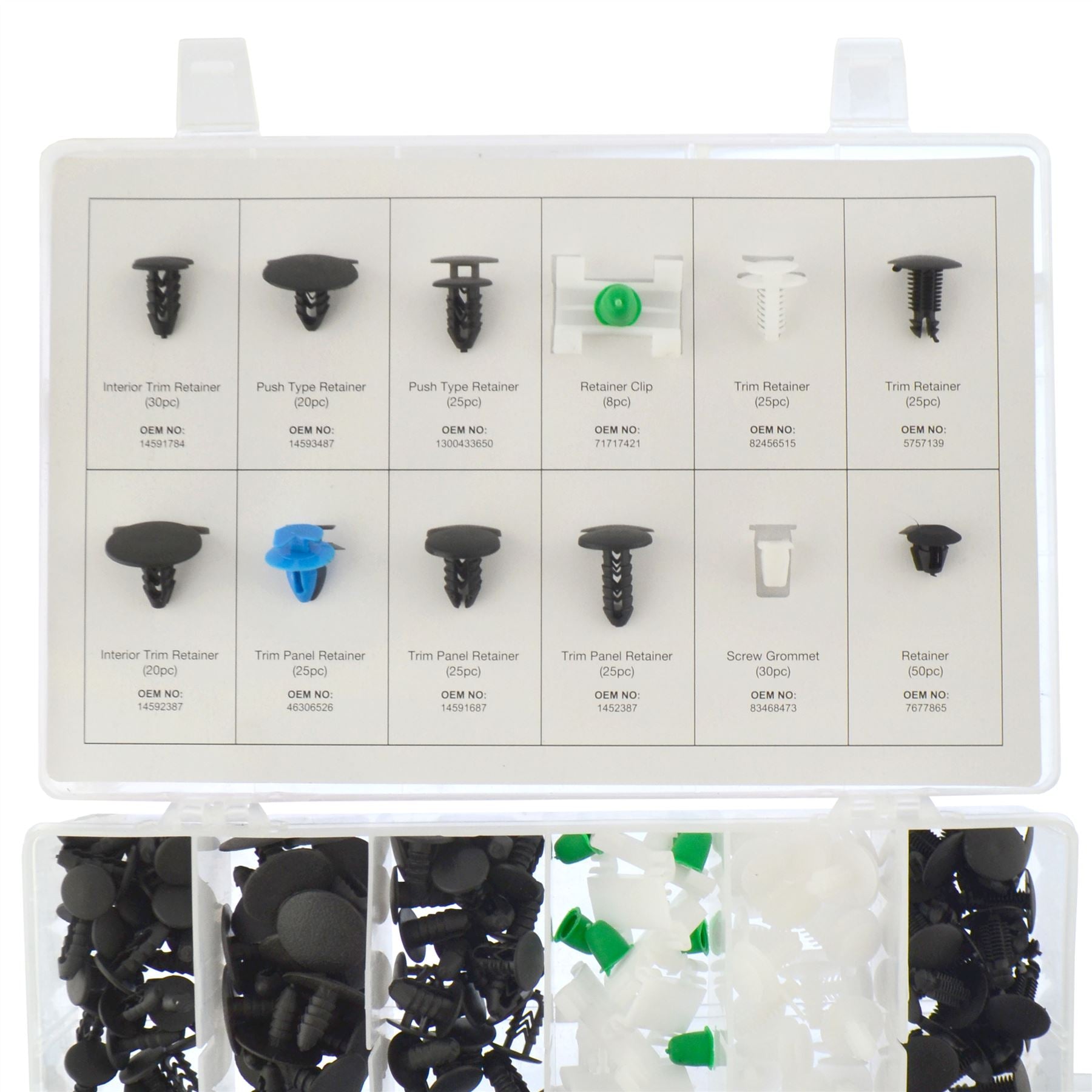 Assortiment de clips de garniture Fiat, clips de fixation pour œillets de retenue, 308 pièces