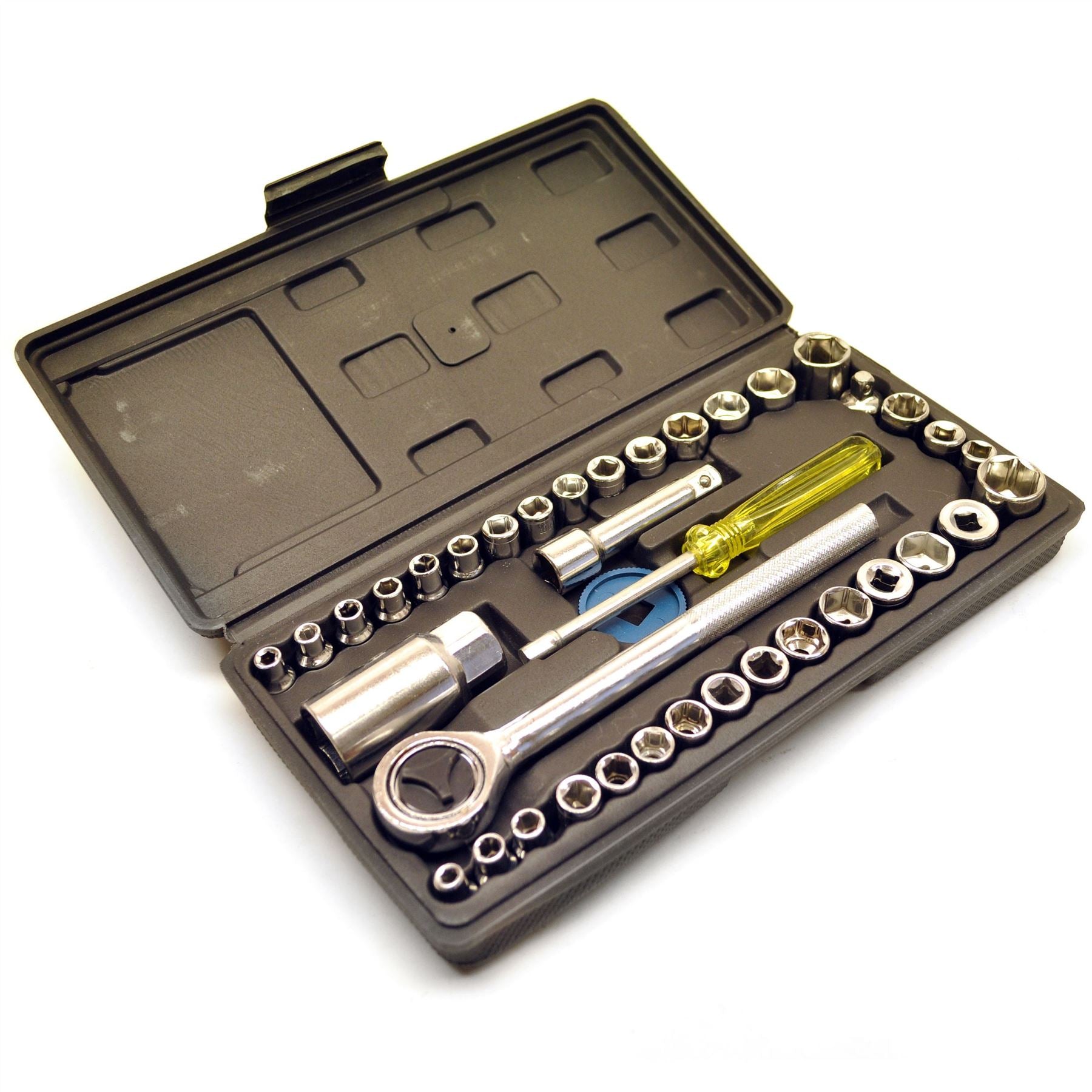 Jeu de douilles peu profondes 3/8" et 1/4" Dr métriques et impériales 40 pièces Clé à cliquet TE416