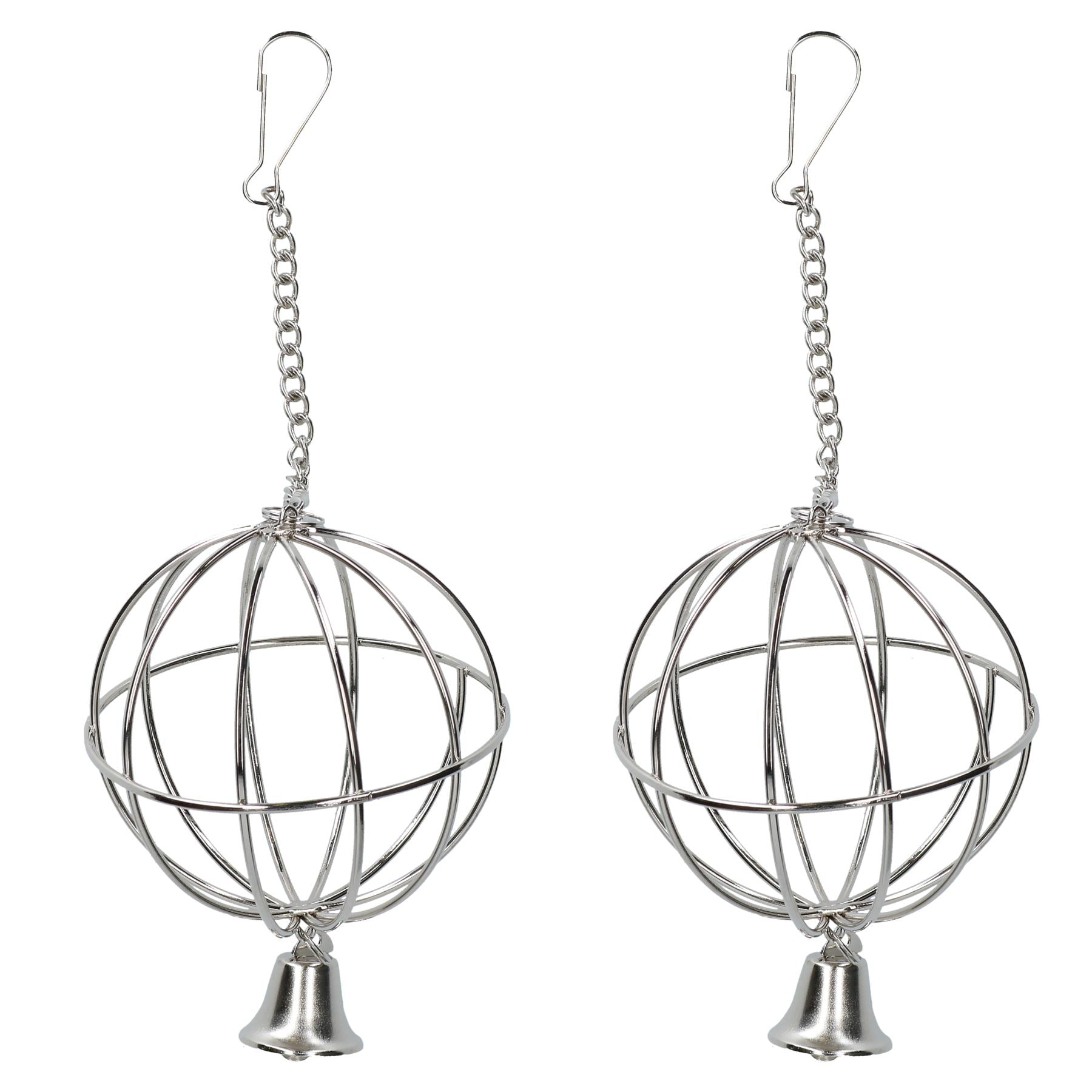 Lot de 2 boules à friandises suspendues pour petits animaux, lapin, cochon d'Inde, fruits, herbe, foin, avec cloche