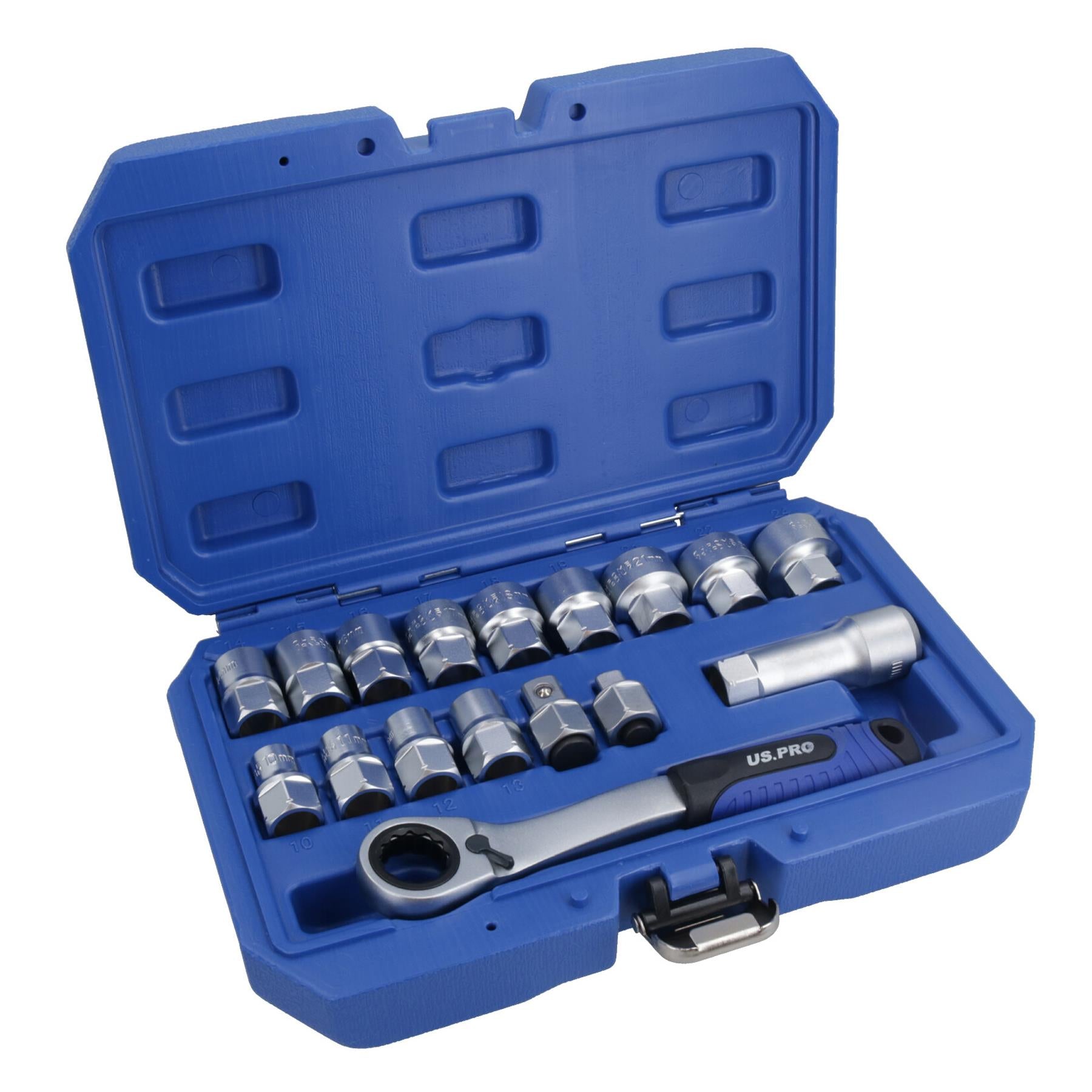Jeu de douilles métriques traversantes Go-Thru pour entraînement 3/8 po et 1/2 po 10 – 24 mm 17 pièces