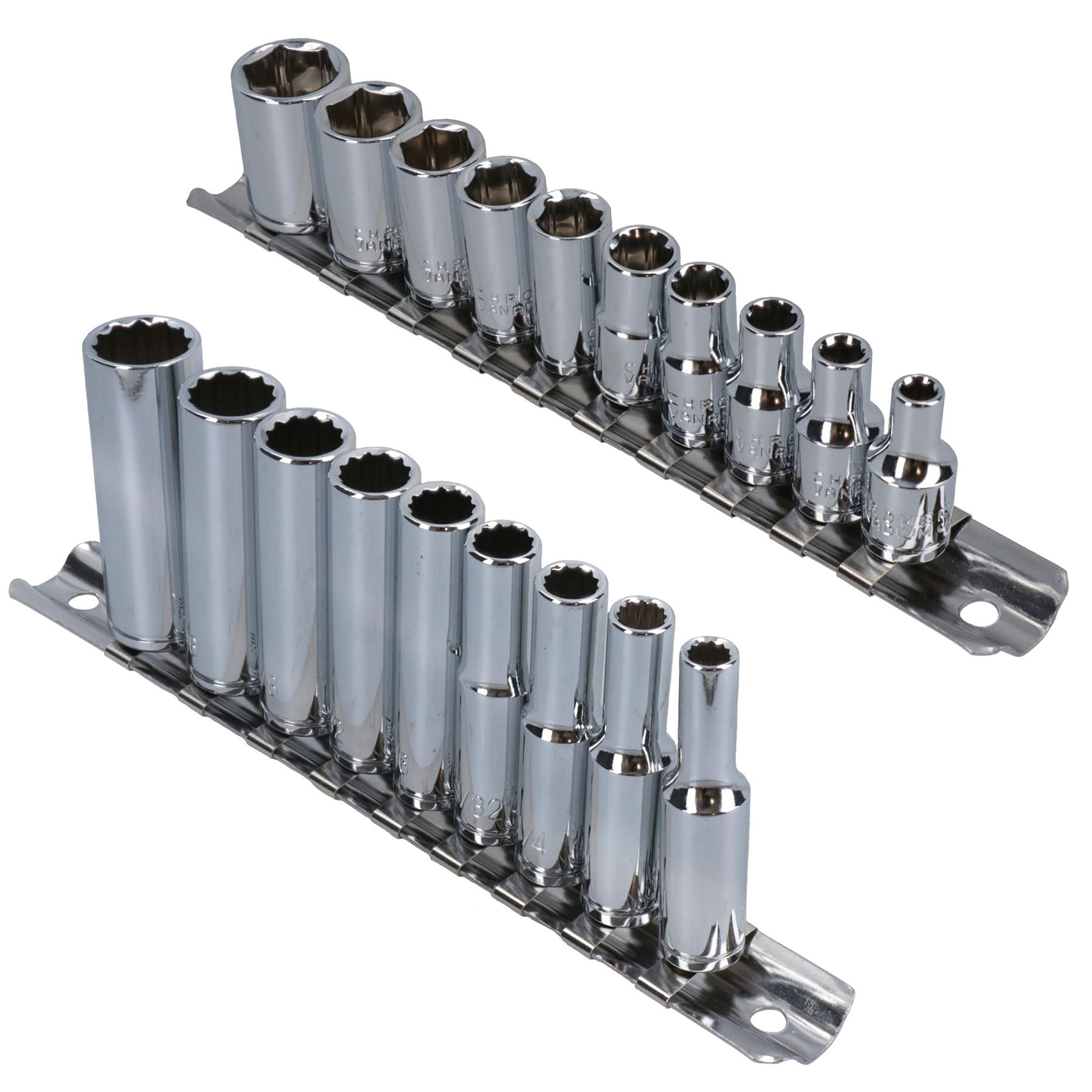 Douilles AF 1/4" peu profondes et profondes impériales SAE 19 pièces
