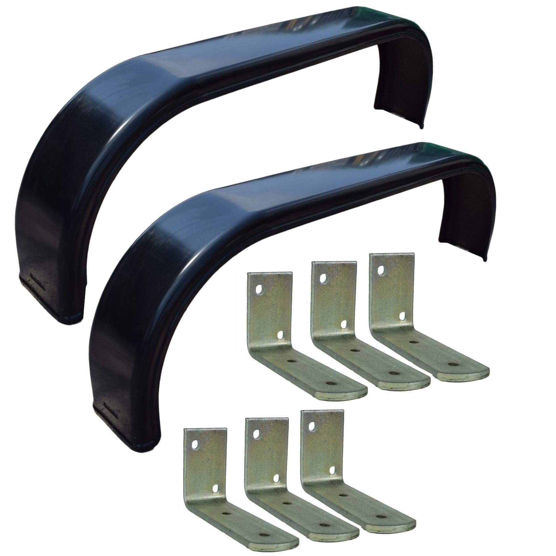 Paire de garde-boue tandem pour roues jumelées de 13 po 58 po x 7 po et 6 petits supports