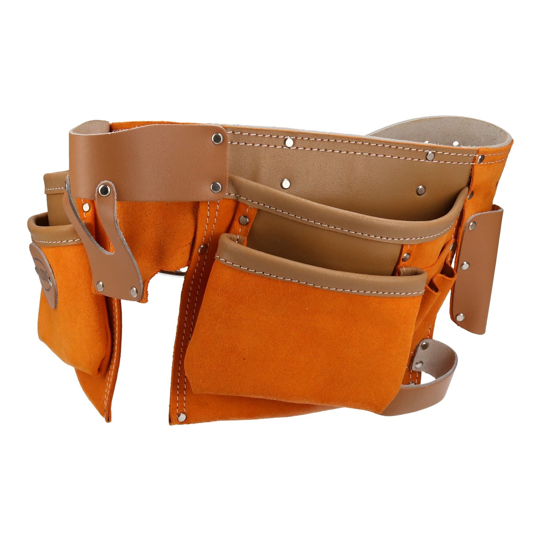 Suede and Leather Double Tool Roll 10 Pouch Holder Adjustable Belt Buckle