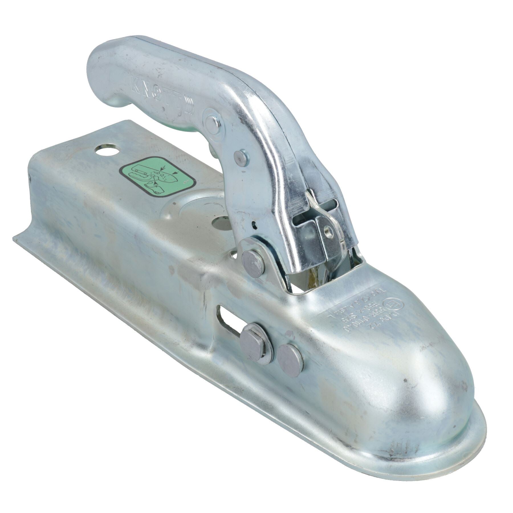 Attelage de remorque non freiné en acier pressé de 50 mm pour boîte de 60 mm, charge maximale de 750 kg