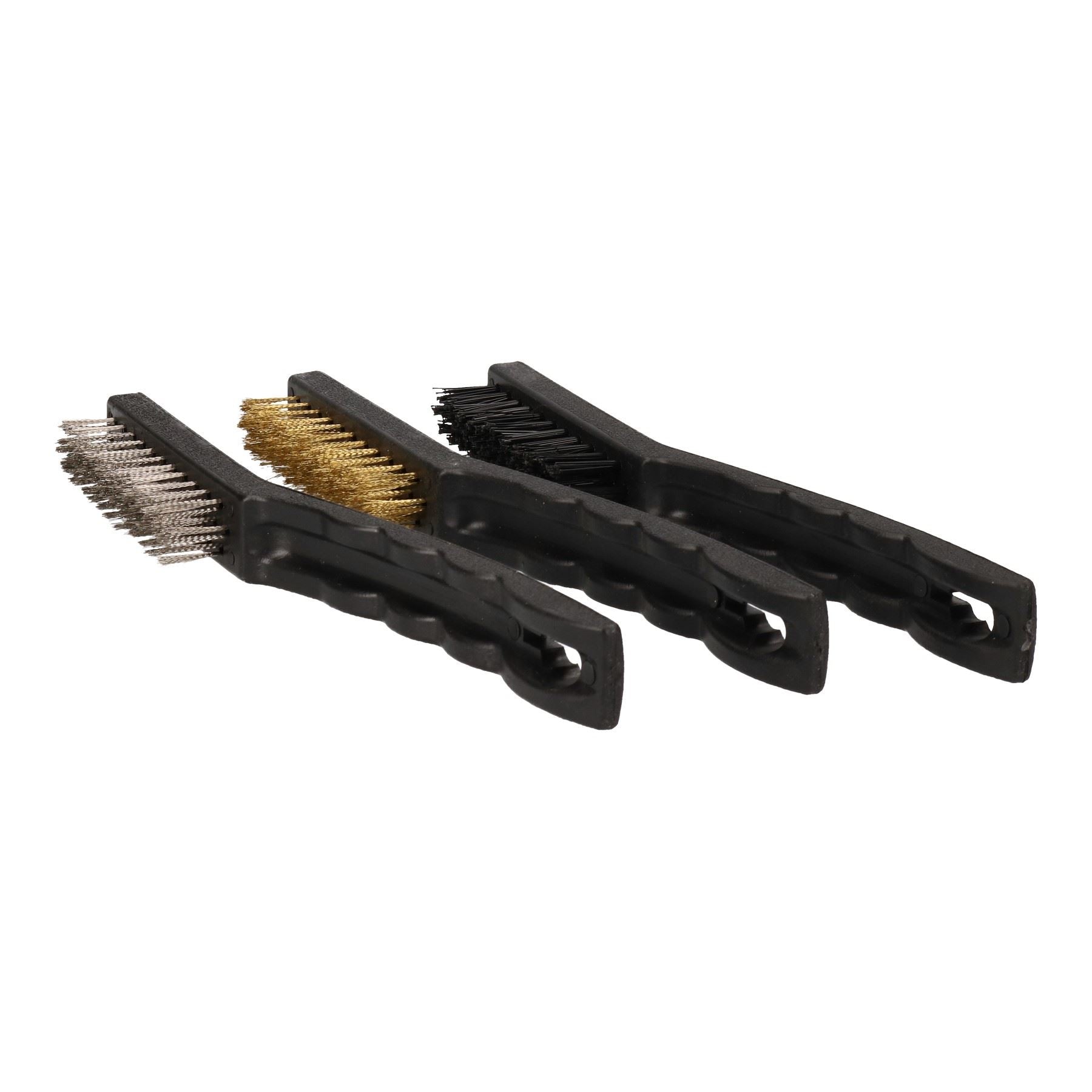 9" Handdrahtbürsten-Set aus Nylon, Messing, Stahl, Rost, Farbe, Schmutz, Schweißentfernung, 3-teilig