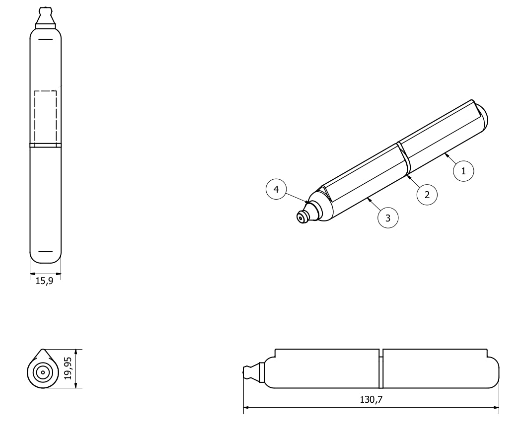 Abnehmbares Bullet-Scharnier zum Anschweißen mit Schmiernippel, 16 x 120 mm, für schwere Türen