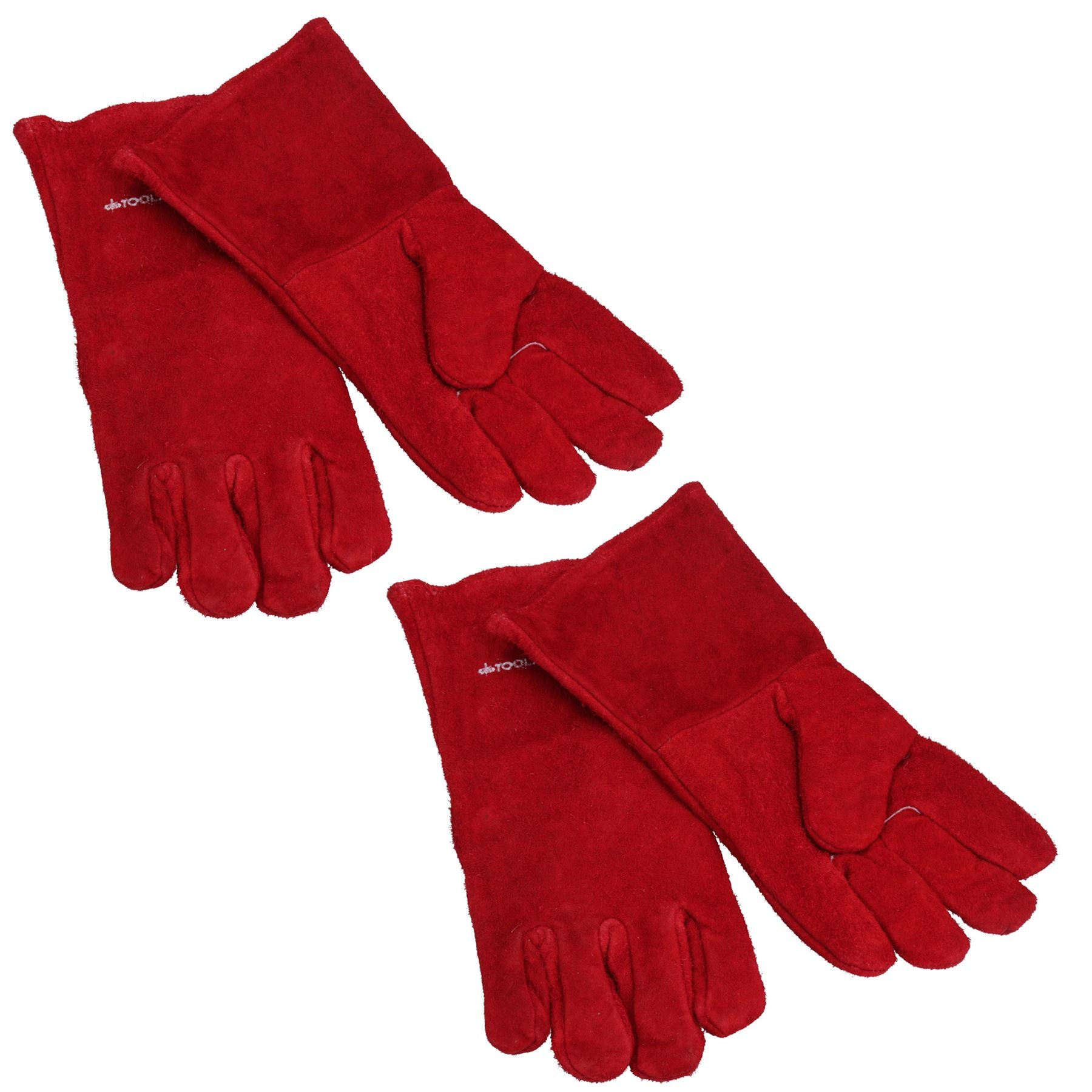 Safety Protection Welding Gardening Gloves Suede Gauntlets Two Pairs TE454