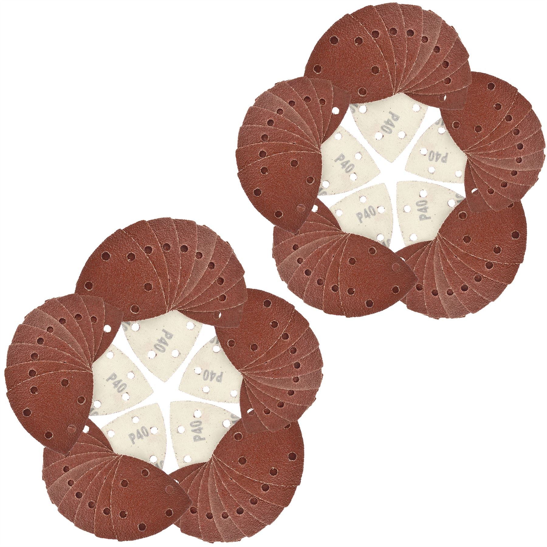 Klett-Schleifscheiben-Pads, 90 mm, dreieckige Scheibe, 100 Stück, Körnung 40